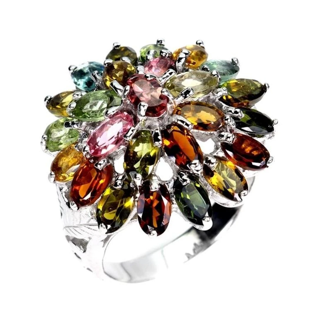 Natural Multi Color Tourmaline Ring