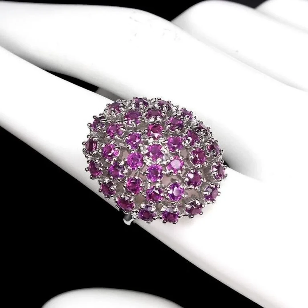 Natural Unheated Rhodolite Garnet Ring
