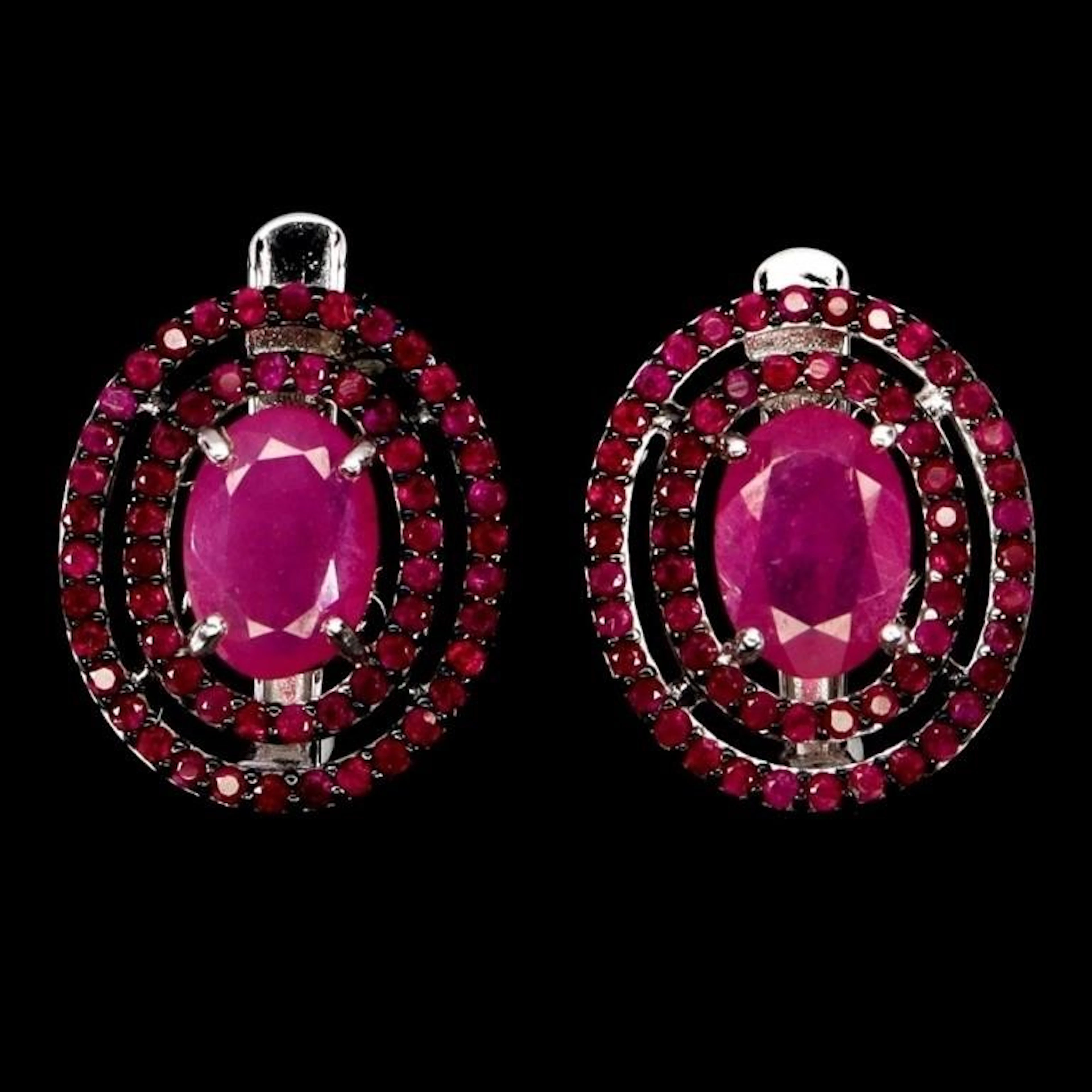 Natural Red Ruby Earrings