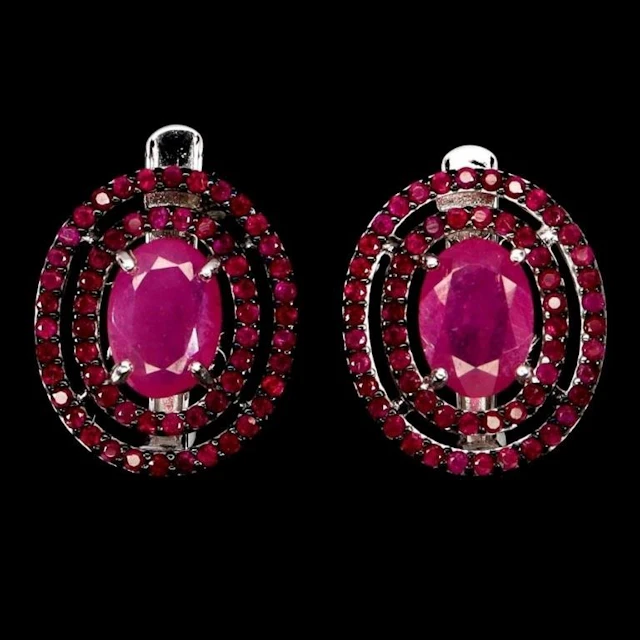 Natural Red Ruby Earrings