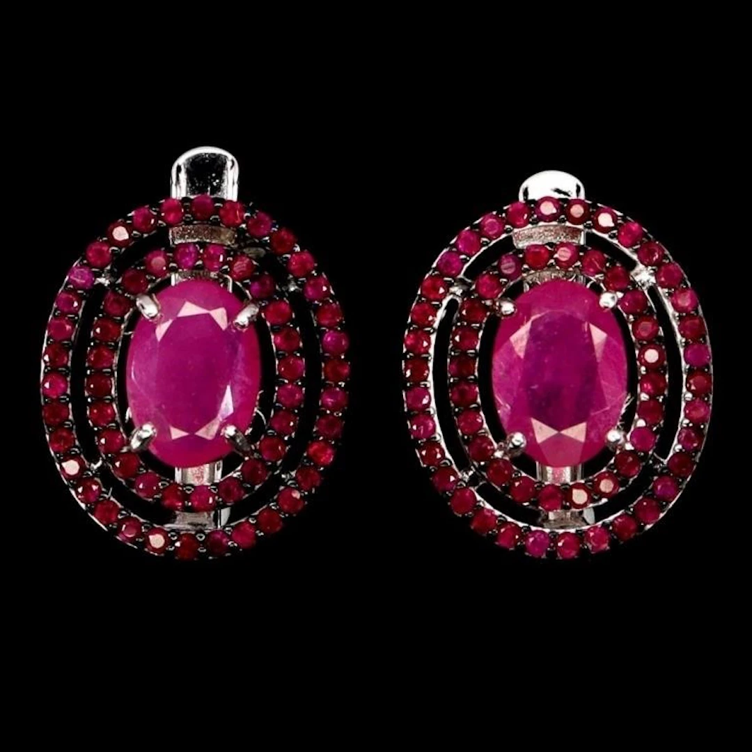 Natural Red Ruby Earrings