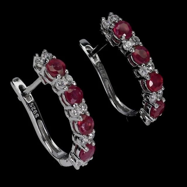 Natural Pigeon Blood Red Ruby Earrings