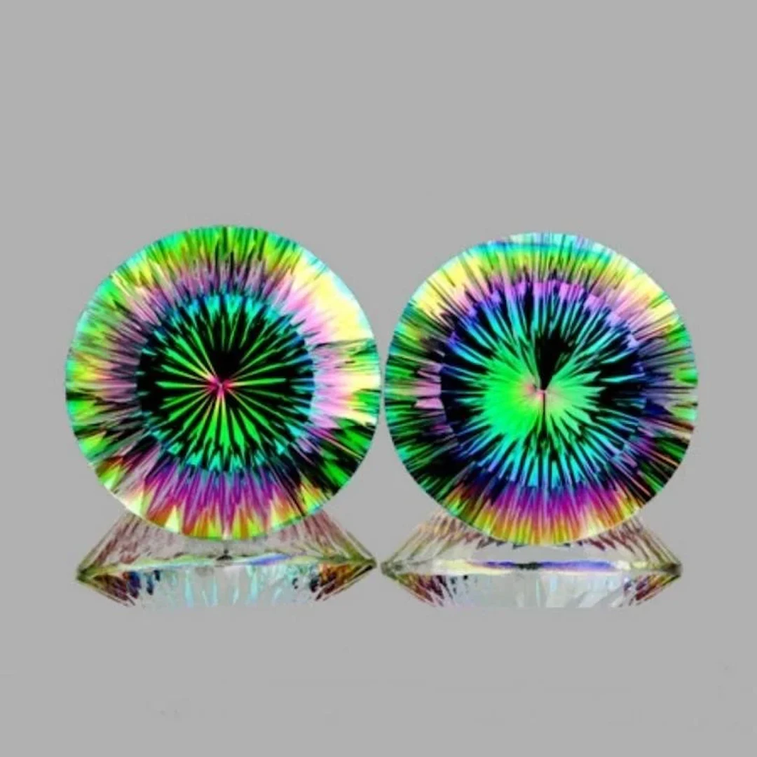 Natural Rainbow Mystic Quartz Pair {Flawless-VVS1}