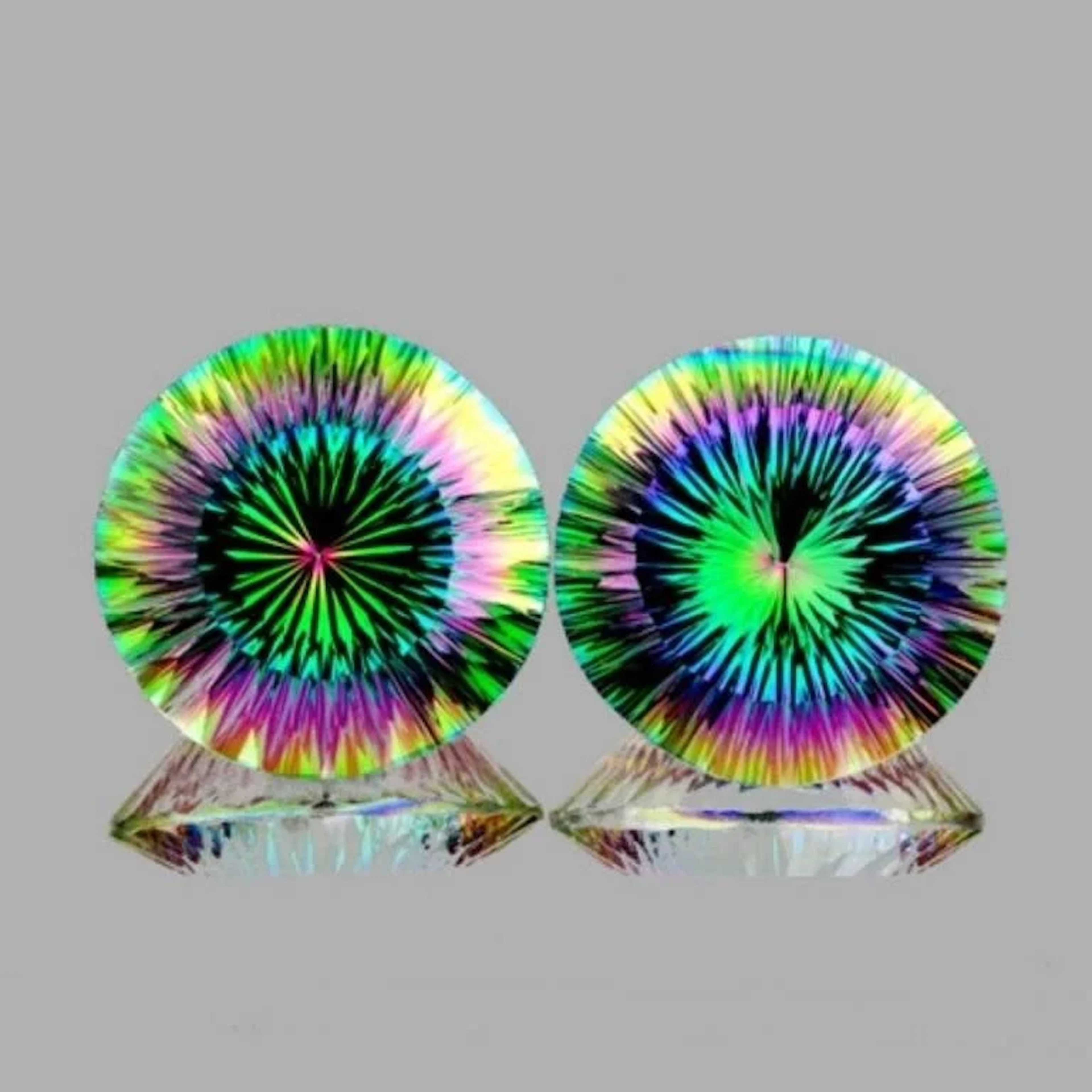 Natural Rainbow Mystic Quartz Pair {Flawless-VVS1}