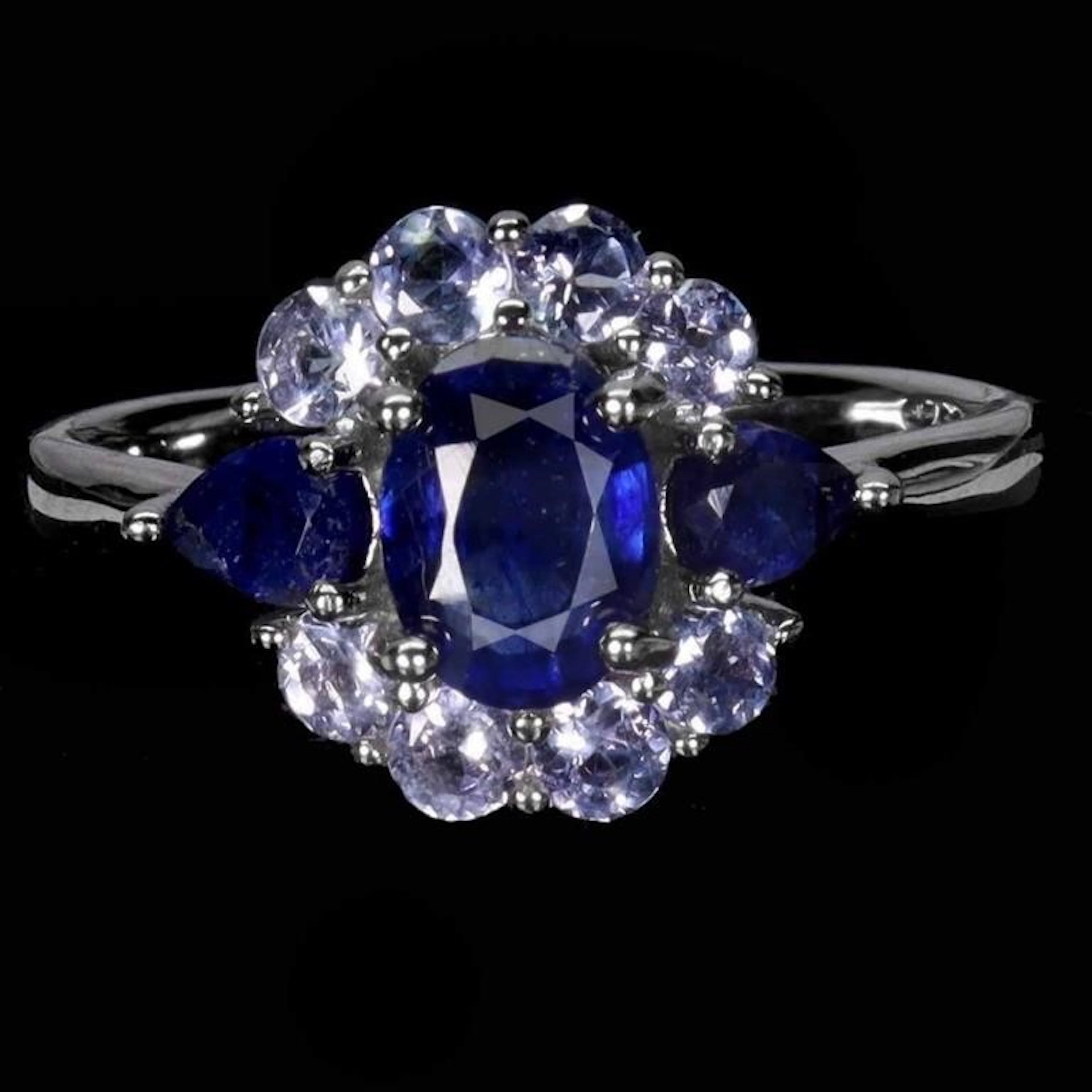 Natural Intense Blue Sapphire Tanzanite Ring