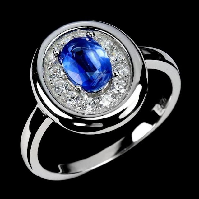 Natural Oval Blue Kyanite Ring