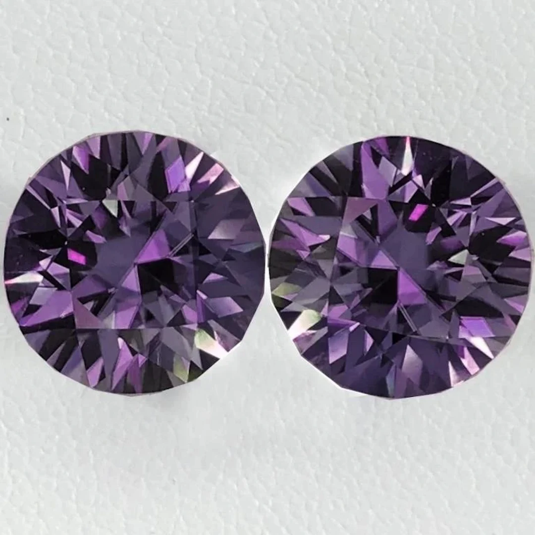 Natural Intense Violet Burma Spinel Pair{Flawless-