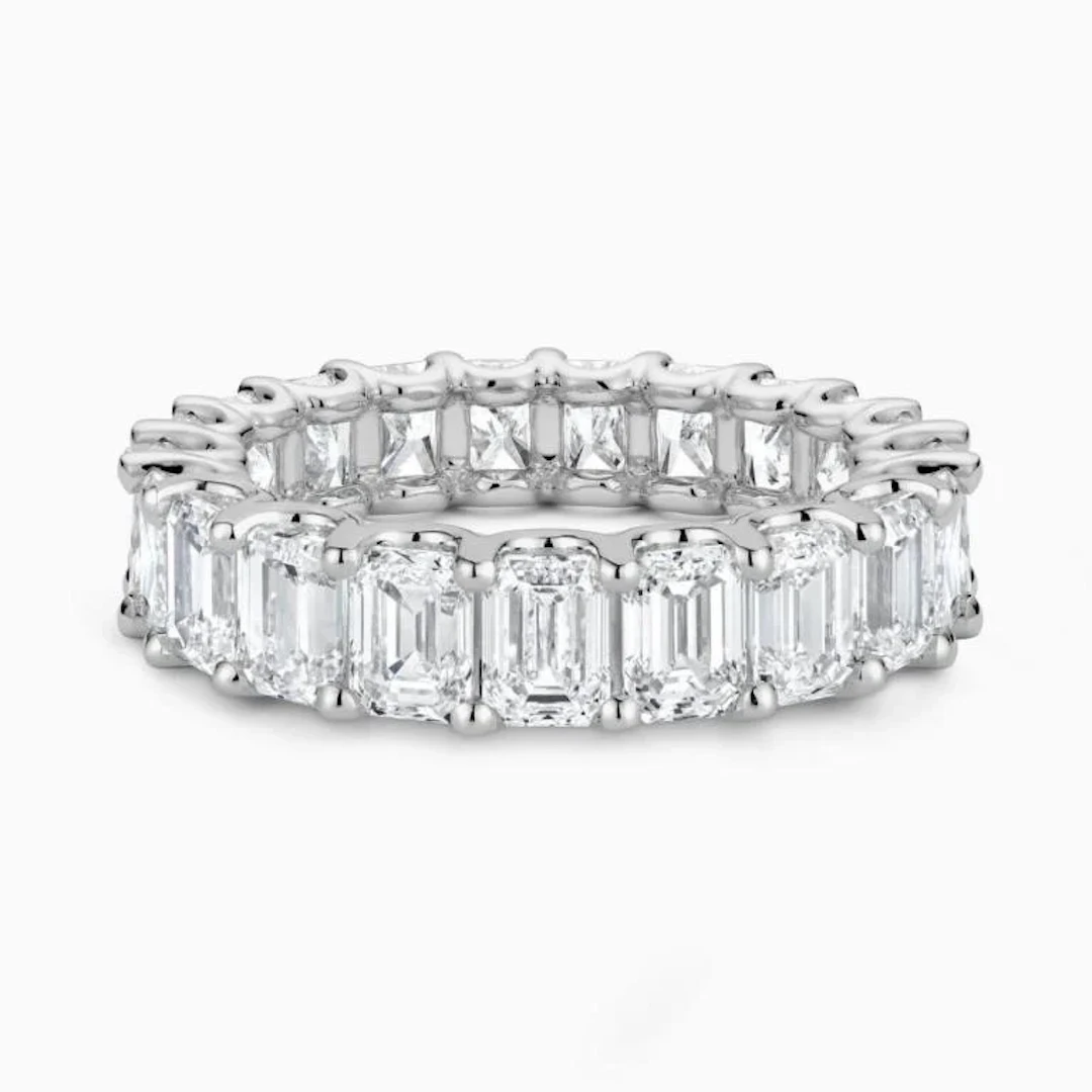 Gold & White Octagon Diamond 5.11 Cts Eternity Rin