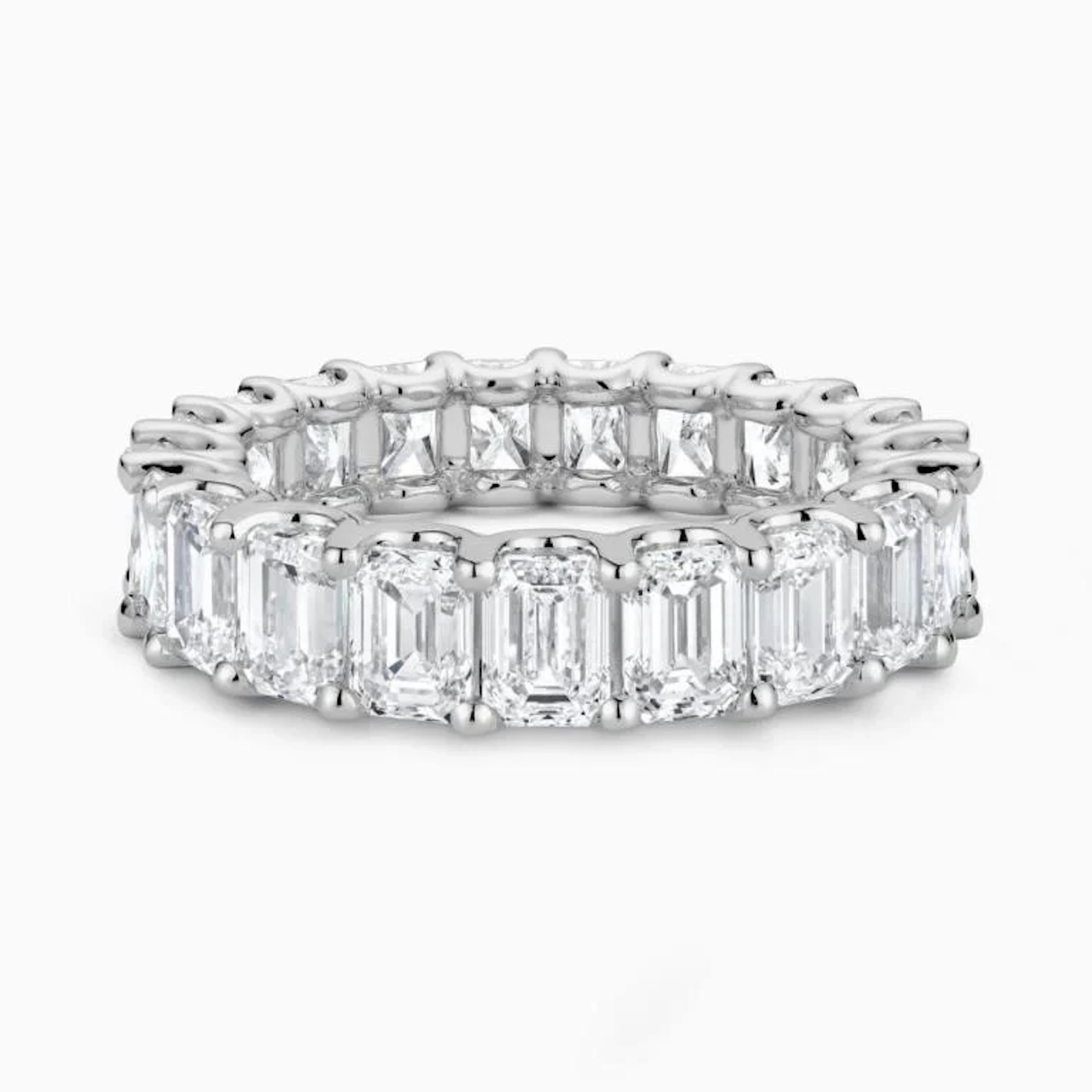Gold & White Octagon Diamond 5.11 Cts Eternity Rin