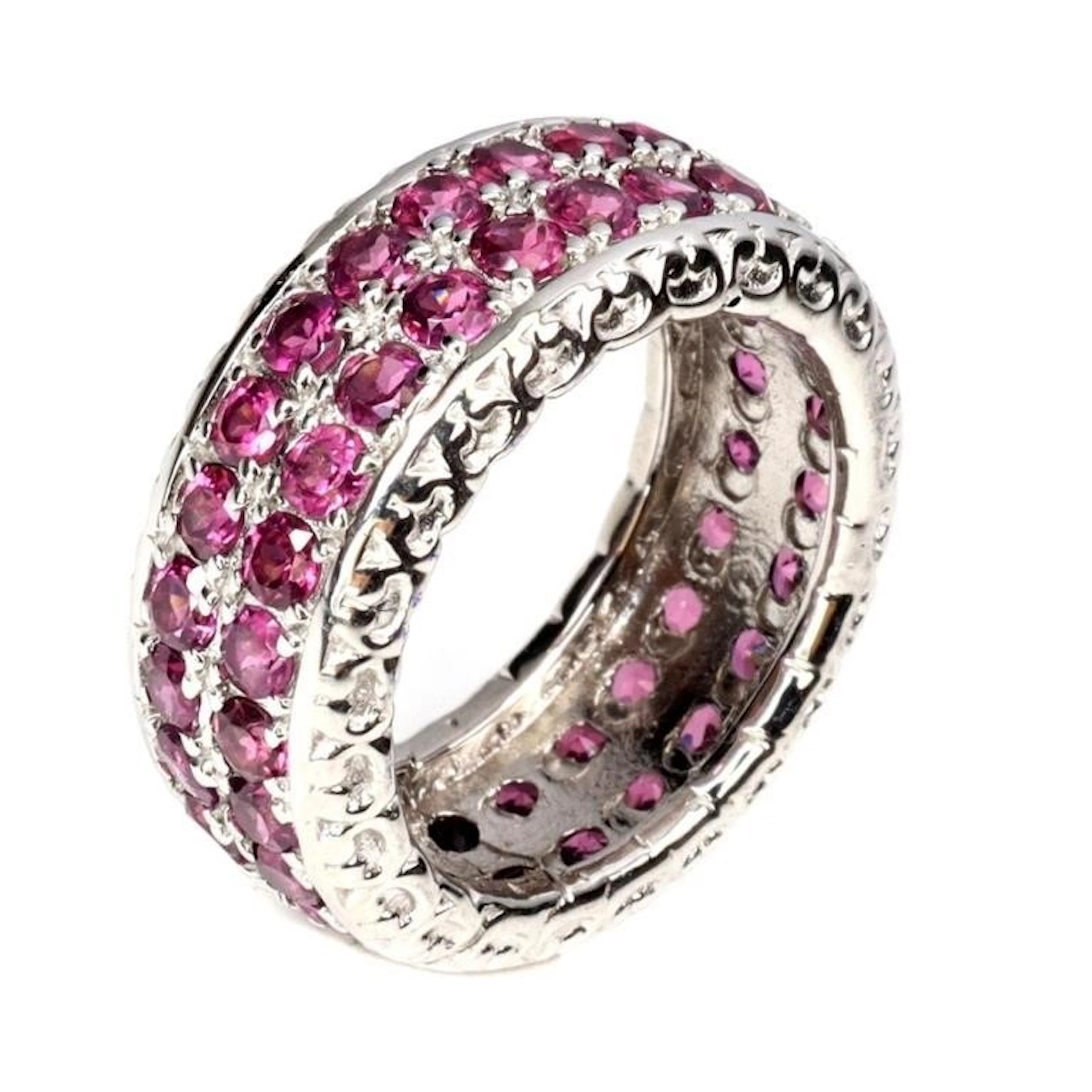 Natural Rhodolite Garnet Eternity Ring