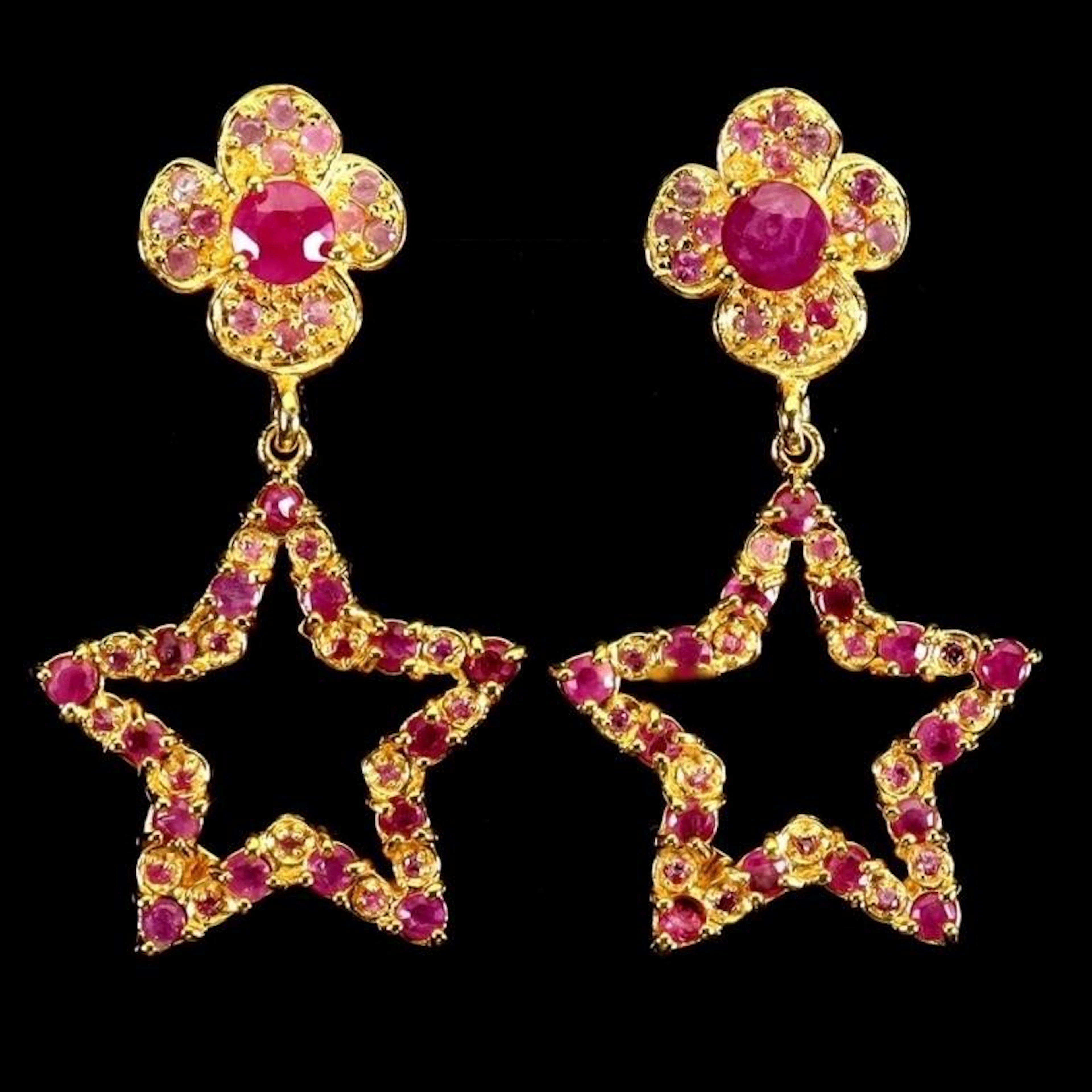 Natural Ruy Lucky Star Earrings