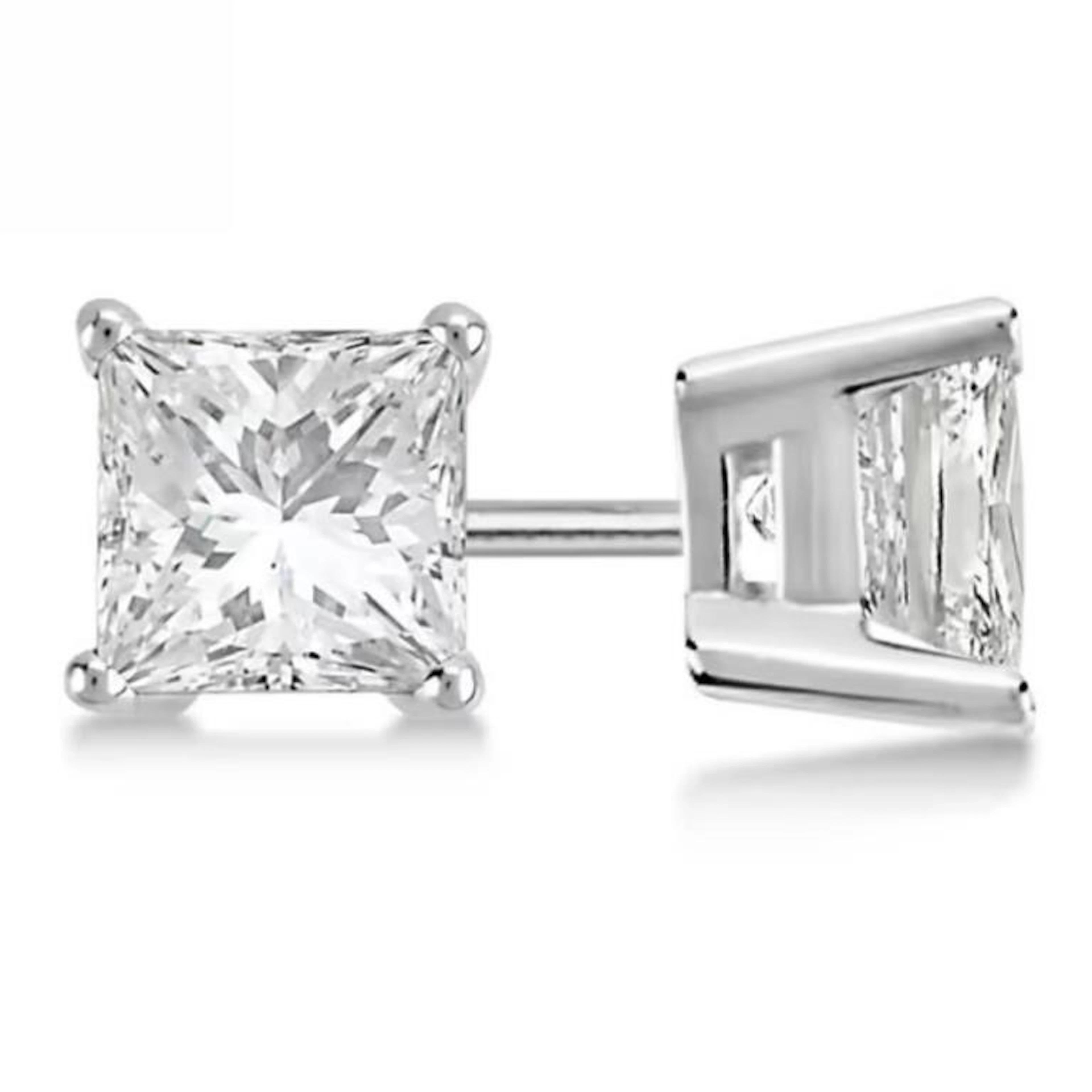 Gold & Princess Diamond 1.09 Cts Earring Studs