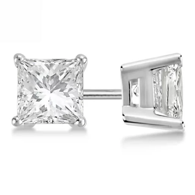 Gold & Princess Diamond 1.63 Cts Earring Studs