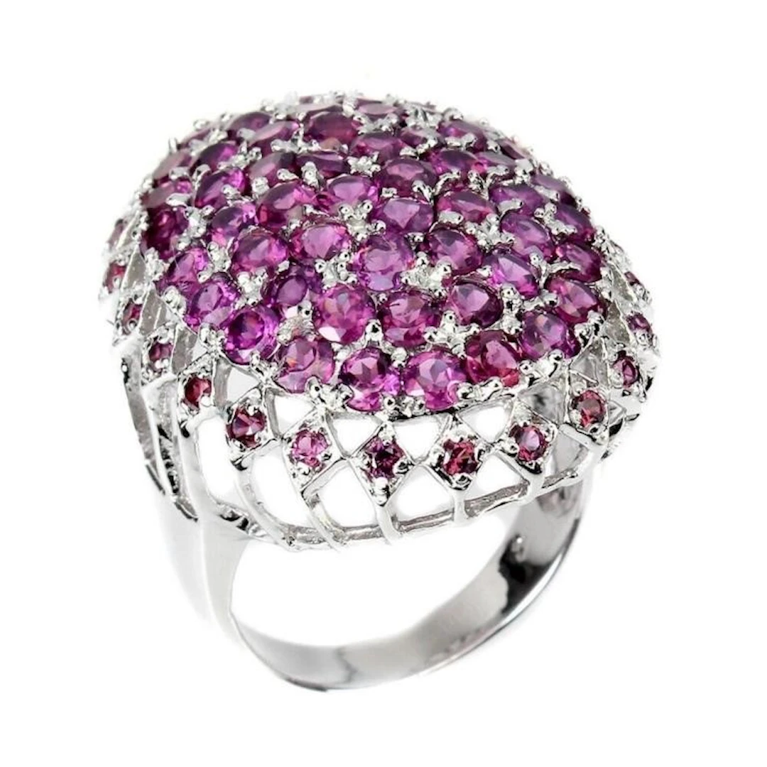 Natural Unheated Rhodolite Garnet Ring