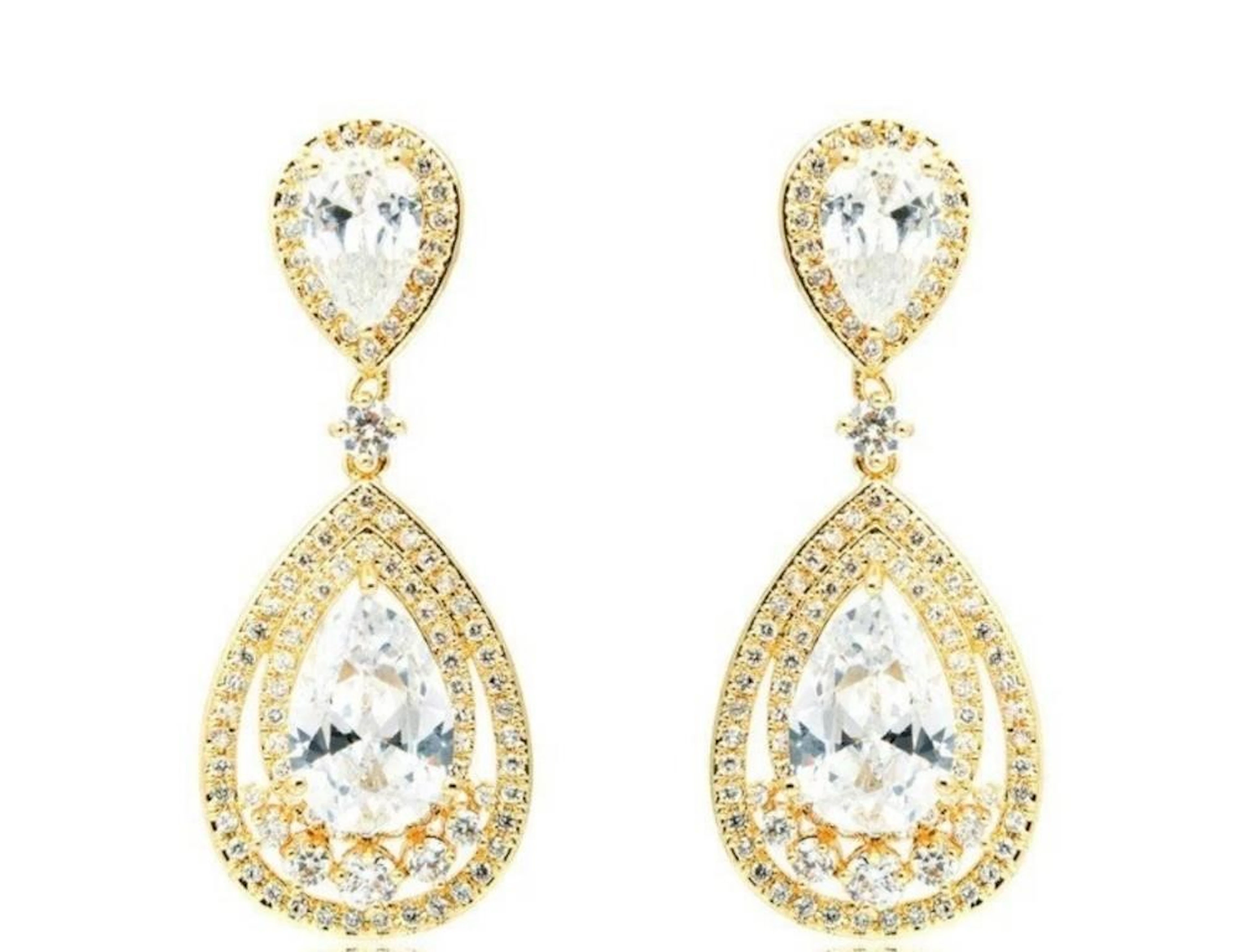 Gold & White Diamond 5.50 Cts Drop Earrings