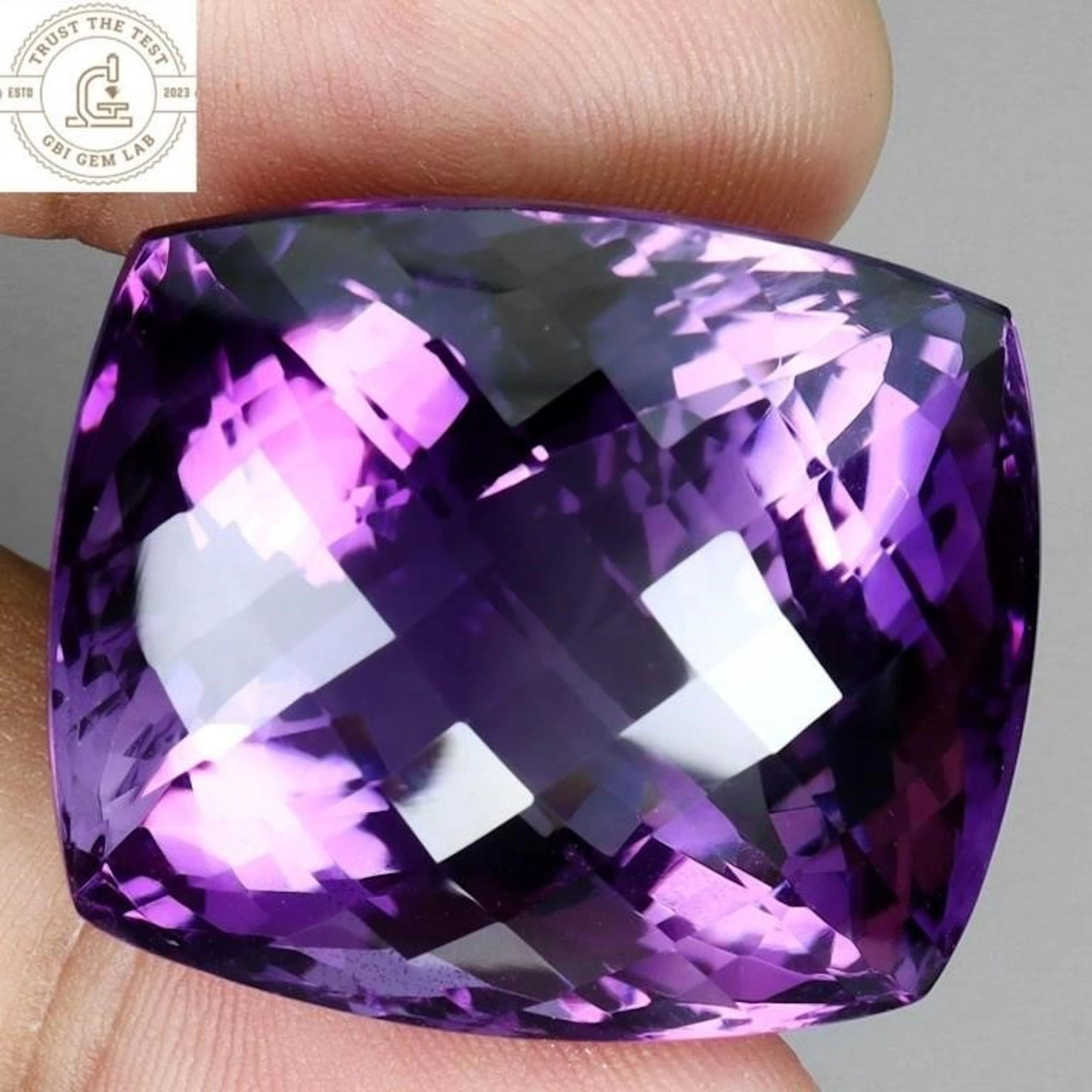 Natural Cushion Purple Amethyst 104 Cts - VVS- Cer