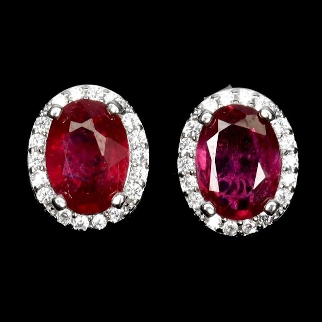 Natural Oval Red Ruby Earrings