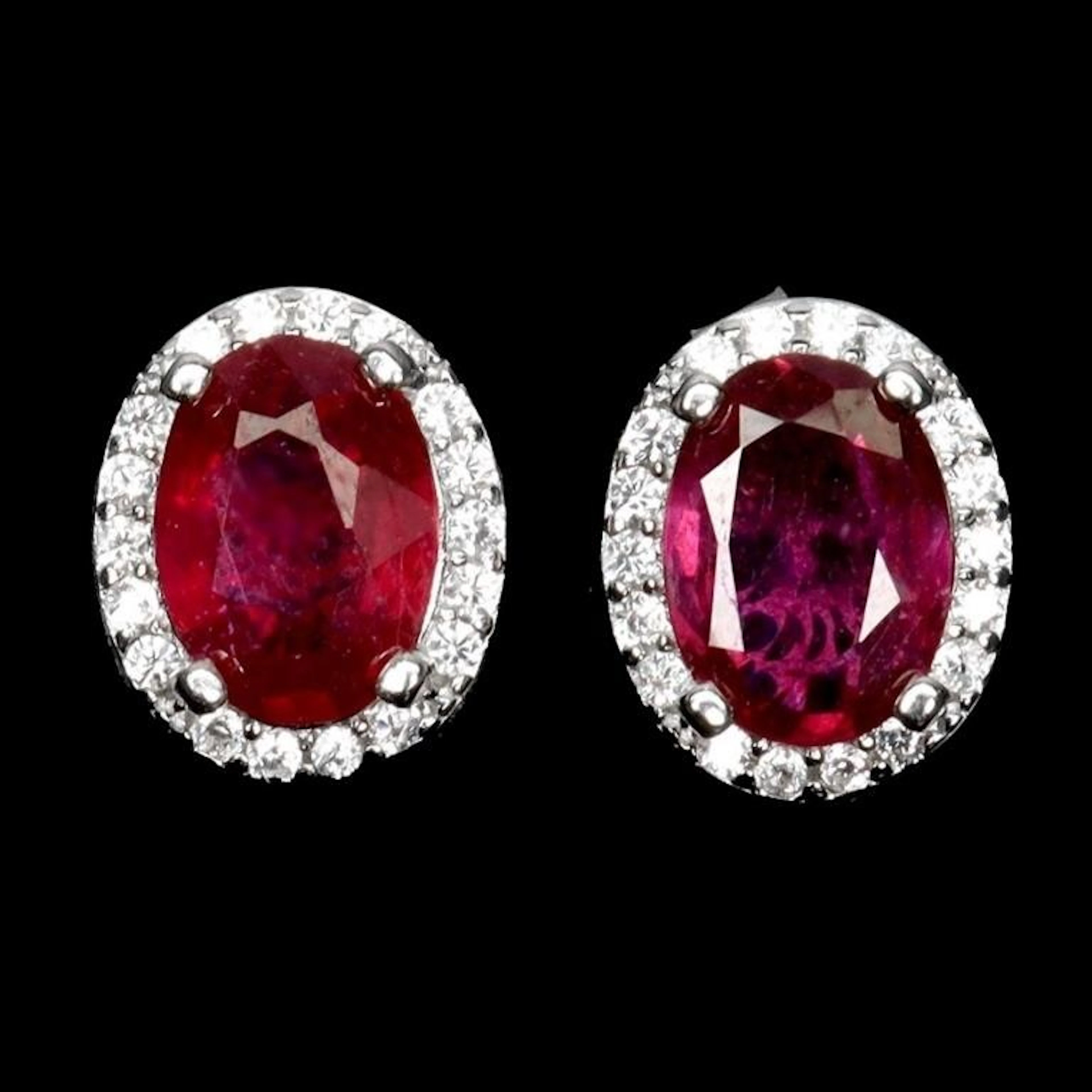 Natural Oval Red Ruby Earrings