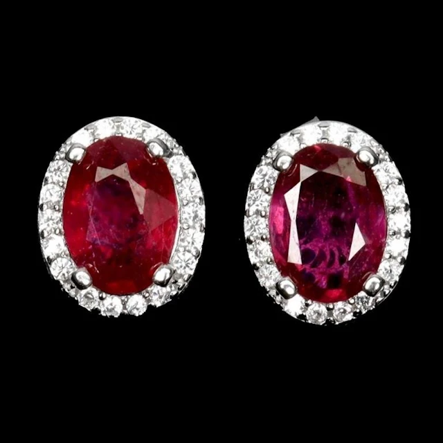 Natural Oval Red Ruby Earrings