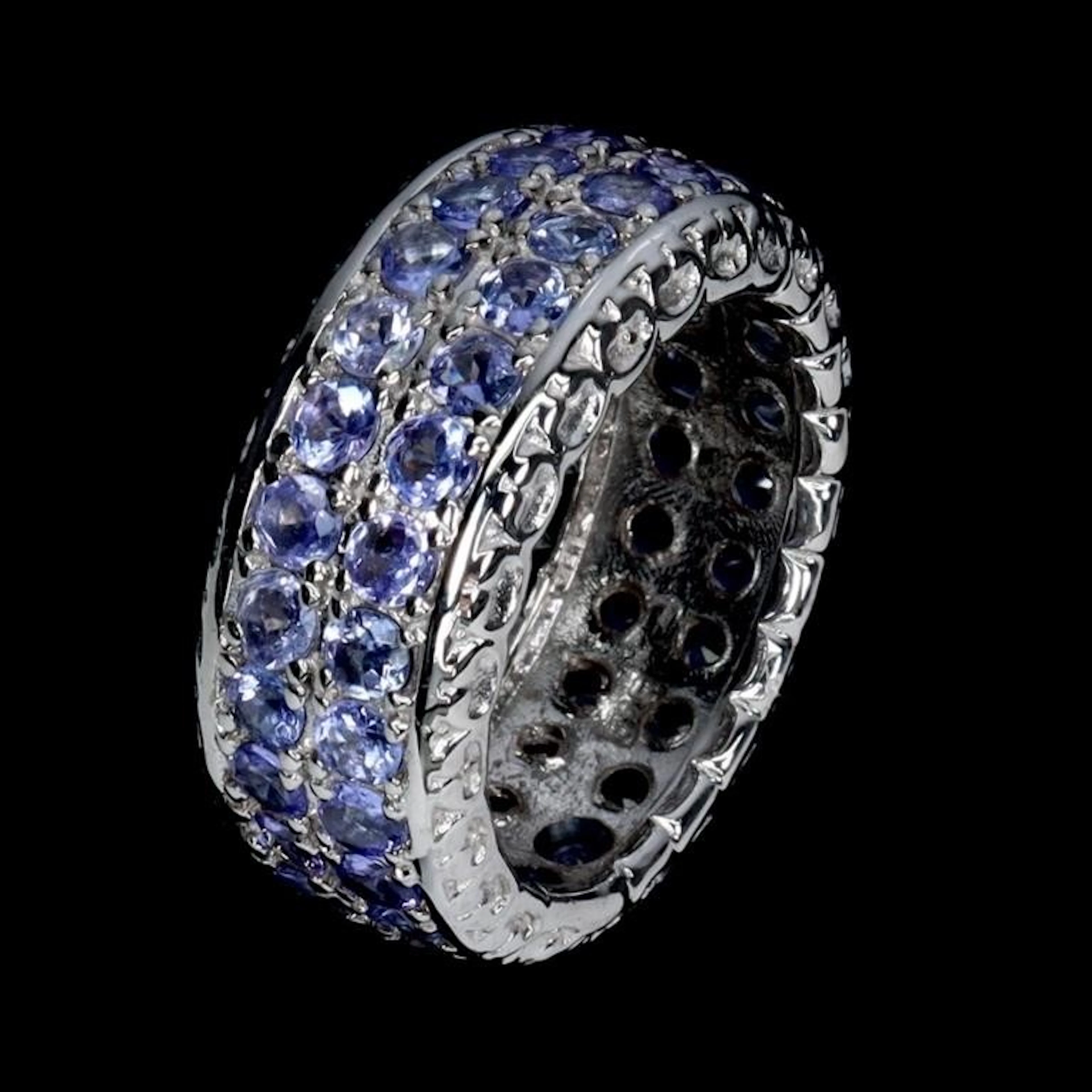 Natural Round Round Tanzanite Eternity Ring
