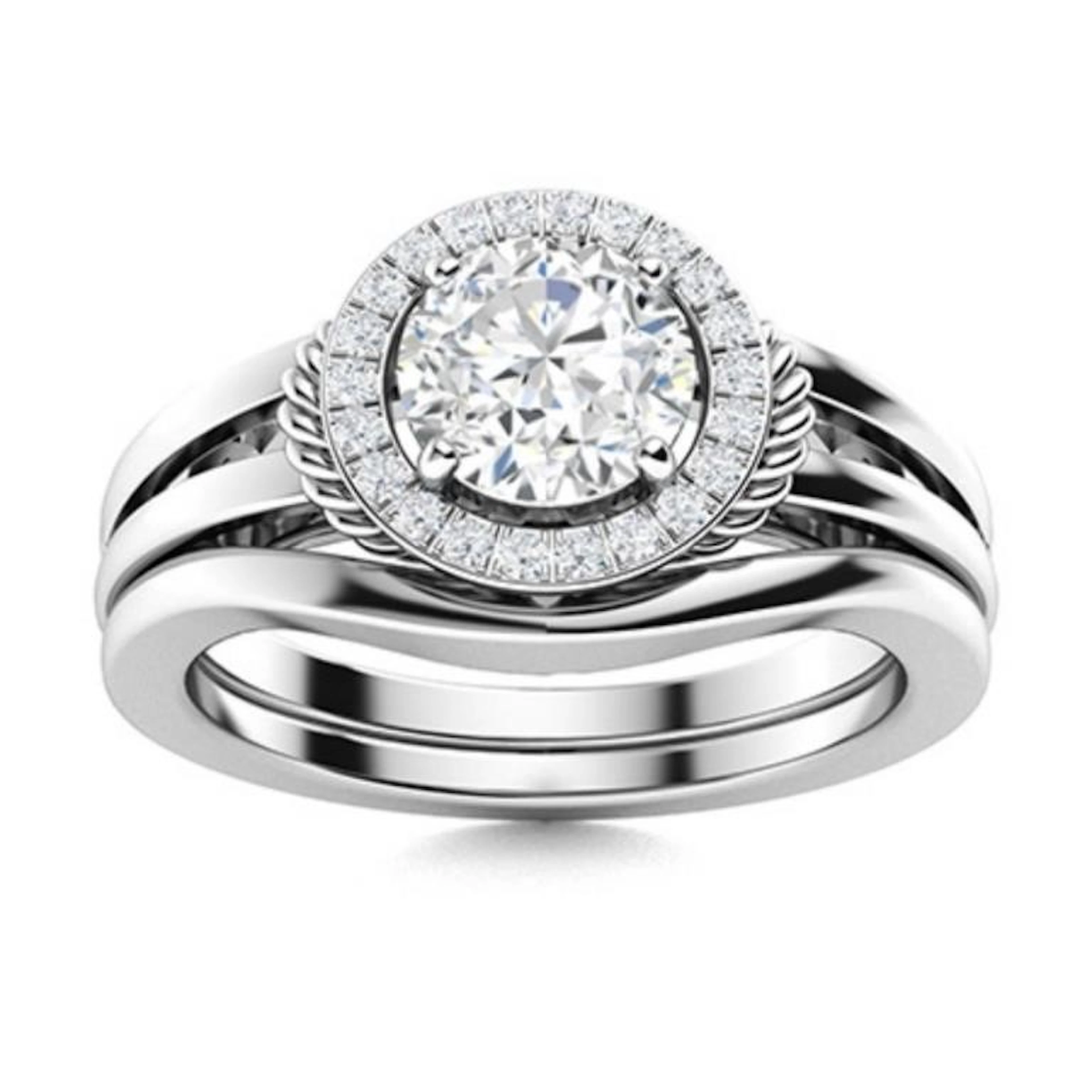 Gold & Brilliant White Diamond 1.50 Cts Ring - E/V