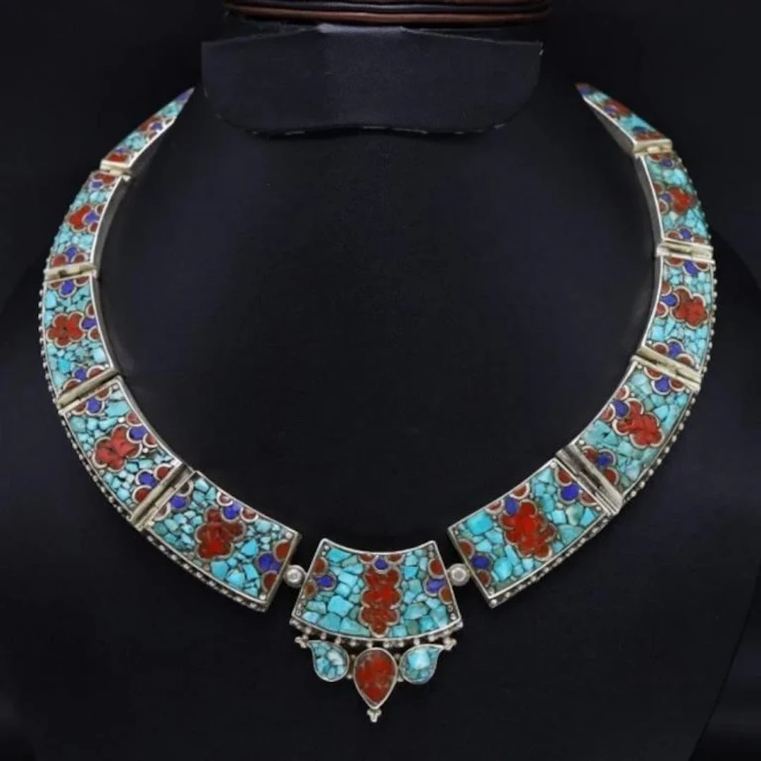 Tibet Natural Stone Tribal Queen Royal Necklace