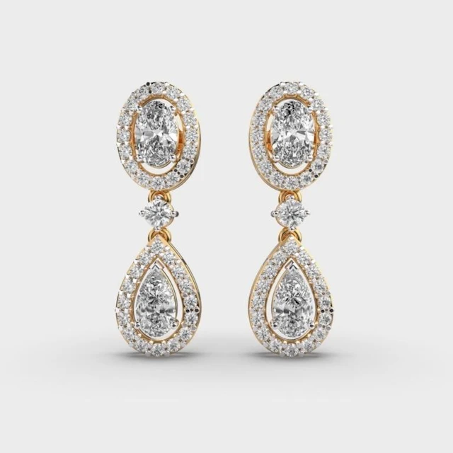 Gold & White Diamonds 10 Cts Drop Earrings