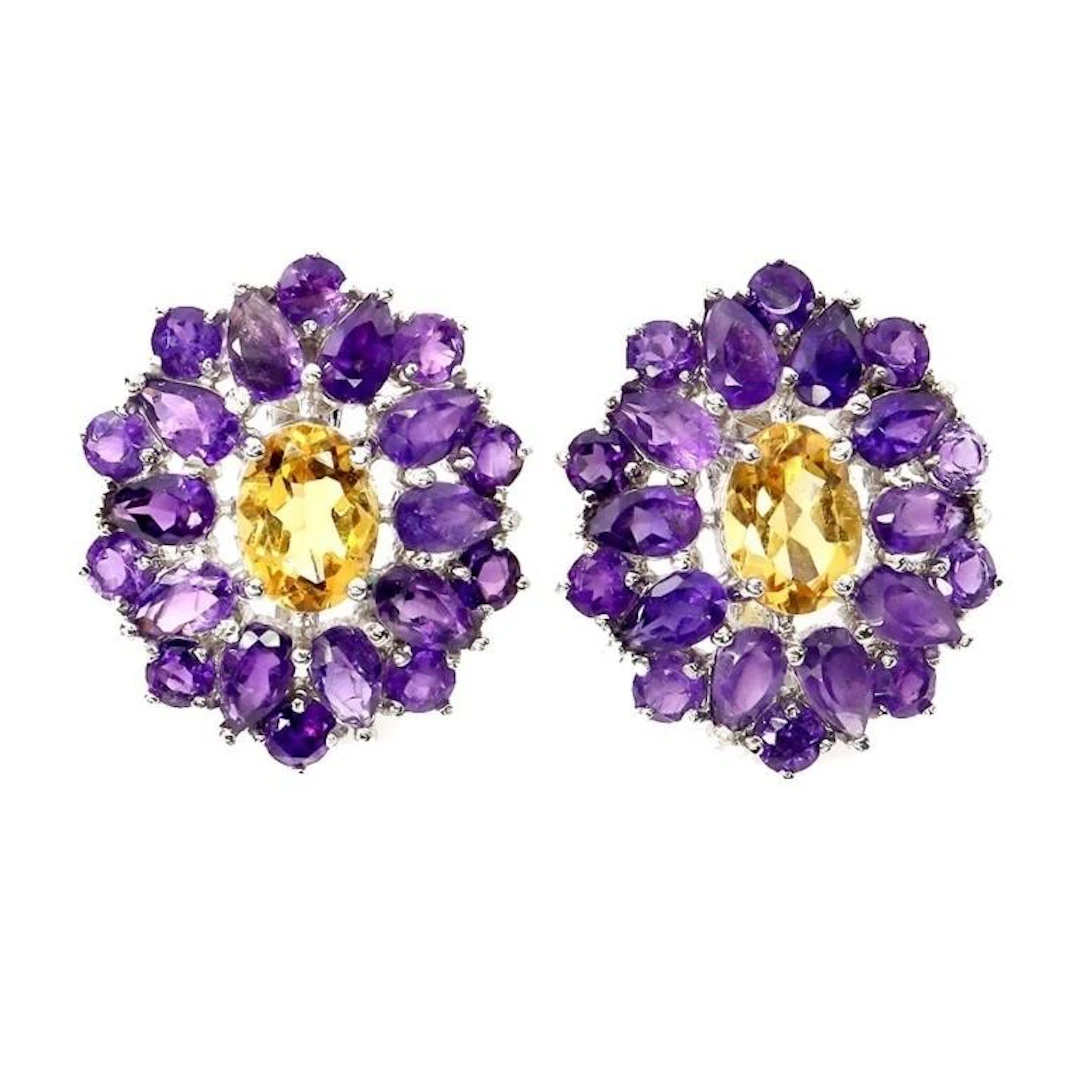 Natural Citrine Amethyst Earrings