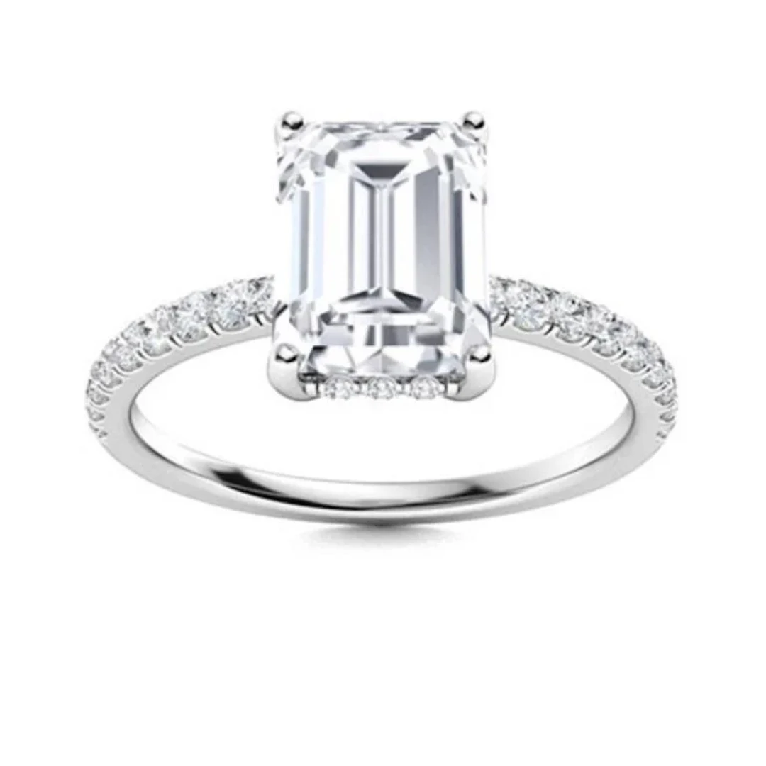 Gold & White Octagon Diamond 3 Cts Ring - E/VVS