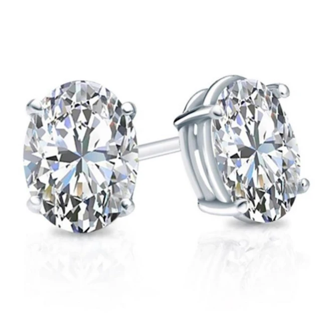 Gold & Lab Oval Diamond 9 Cts Ear Studs