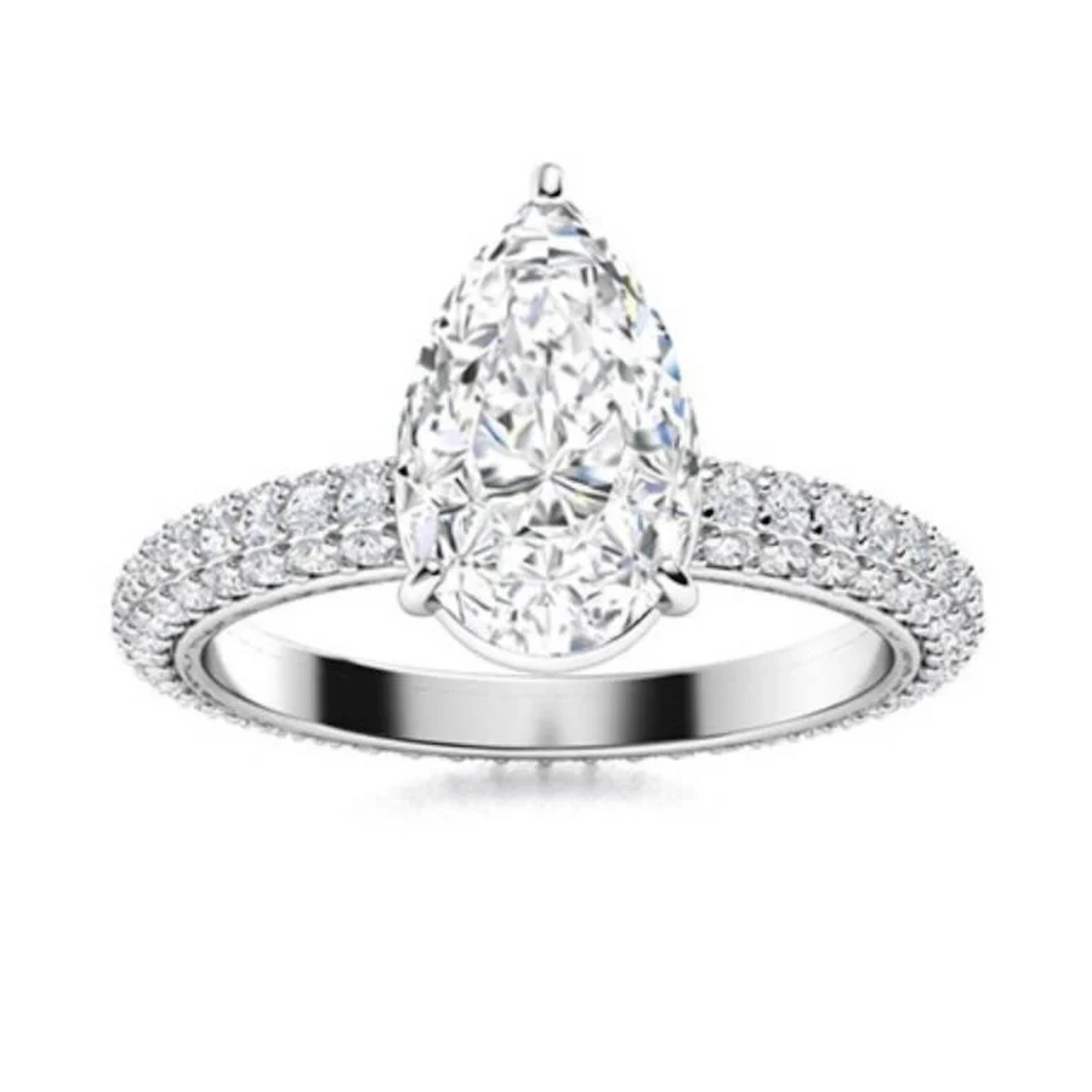 Gold & Brilliant White Diamond 3.50 Cts Ring - E/V