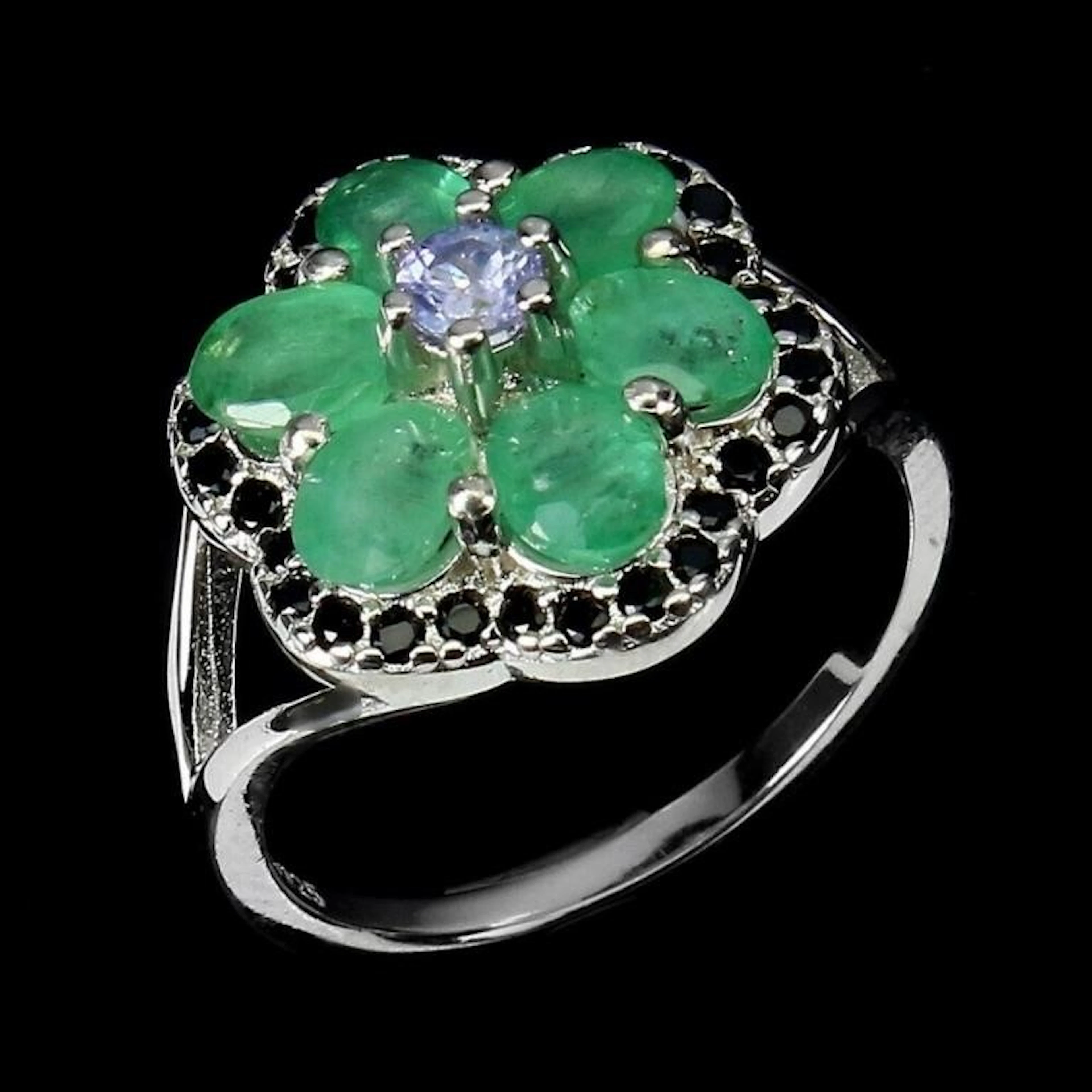 Natural Colombian Emerald Black Spinel Tanzanite R