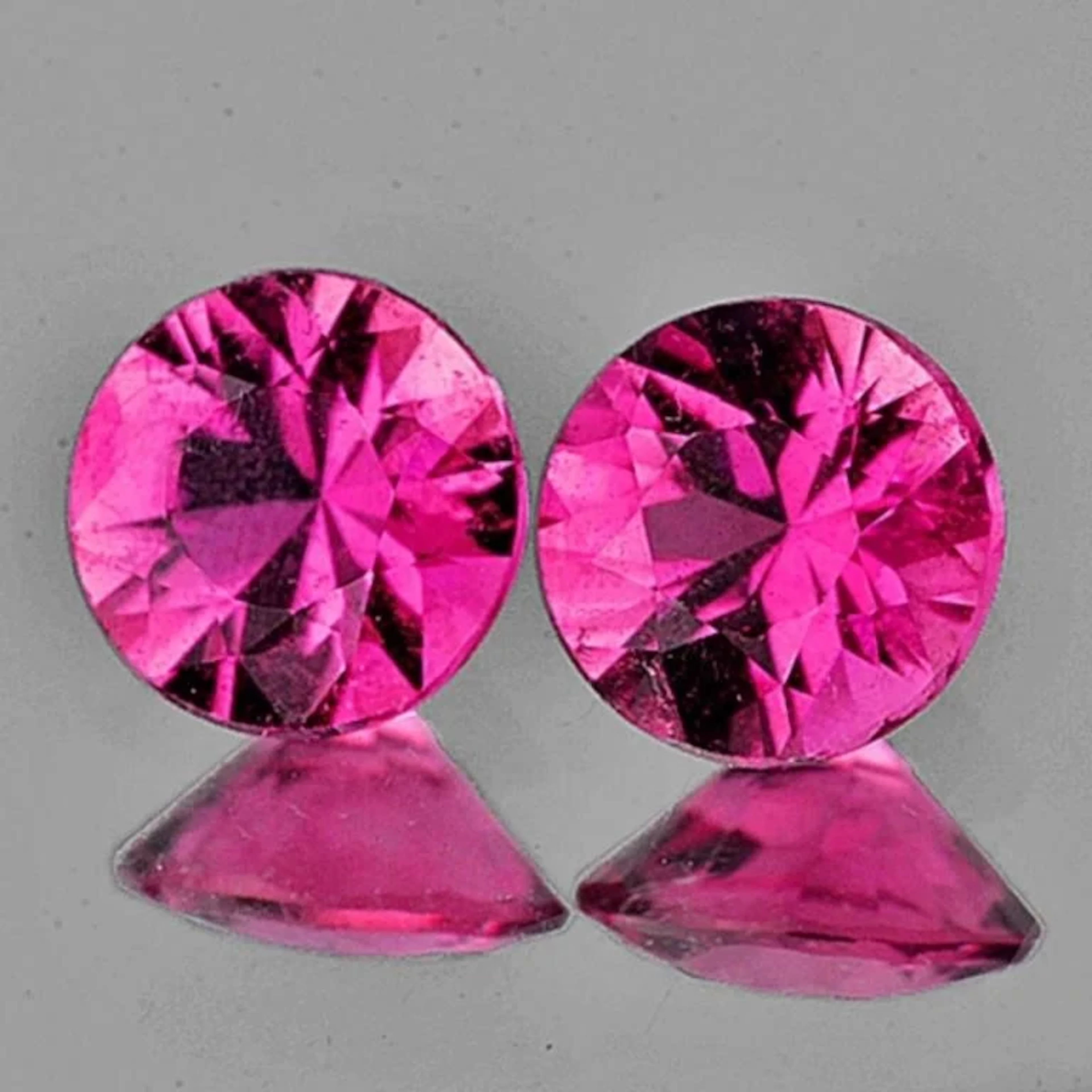 Natural Intense Pink Tourmaline Pair { Flawless-VV