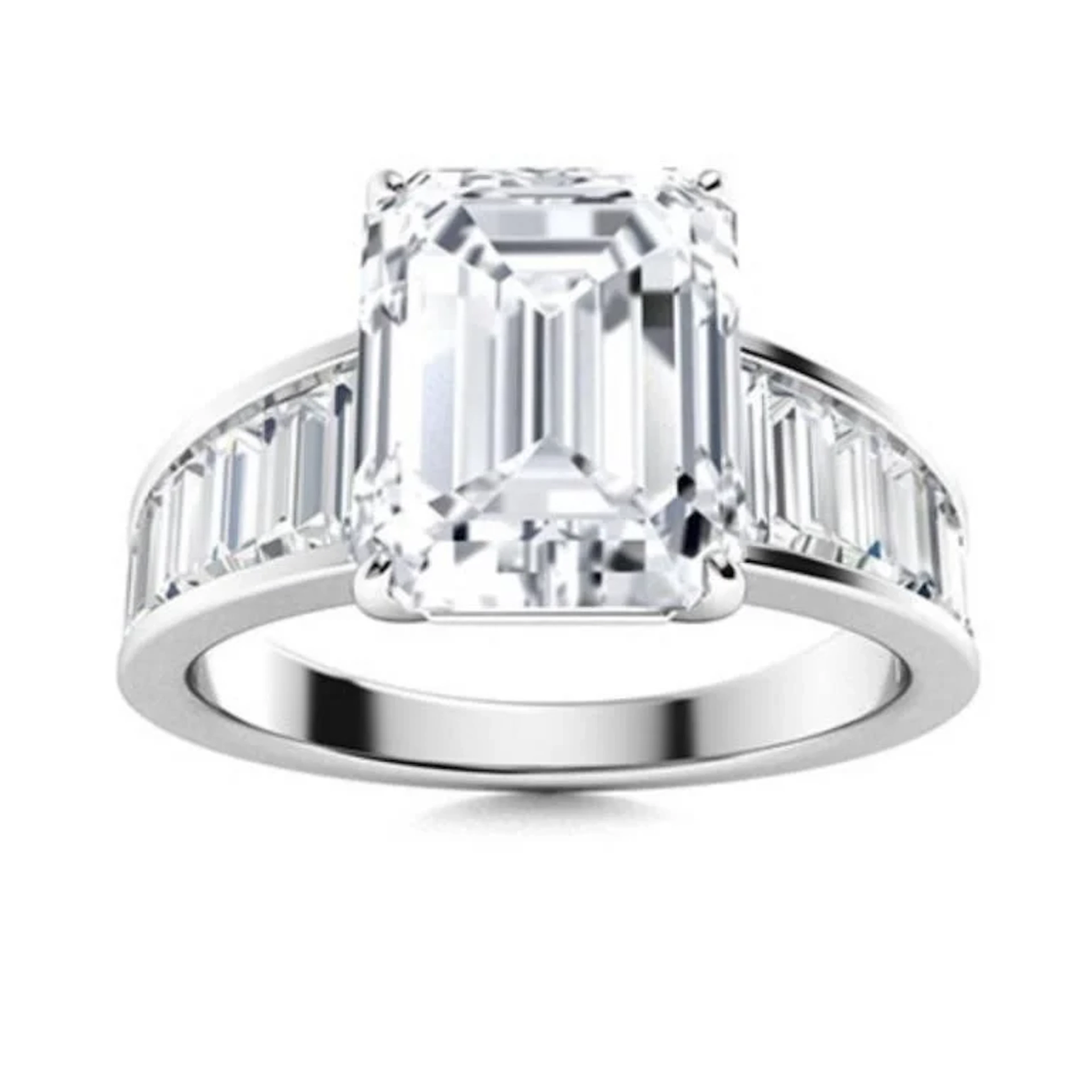 Gold & Lab Octagon Diamond 4.50 Cts Ring - E/VVS