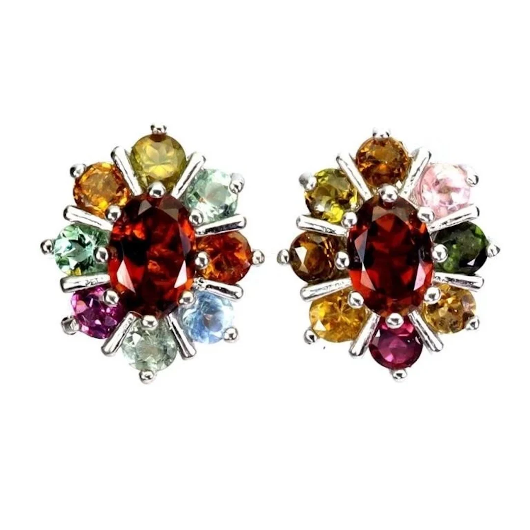 Natural Citrine & Multi Color Tourmaline Earrings