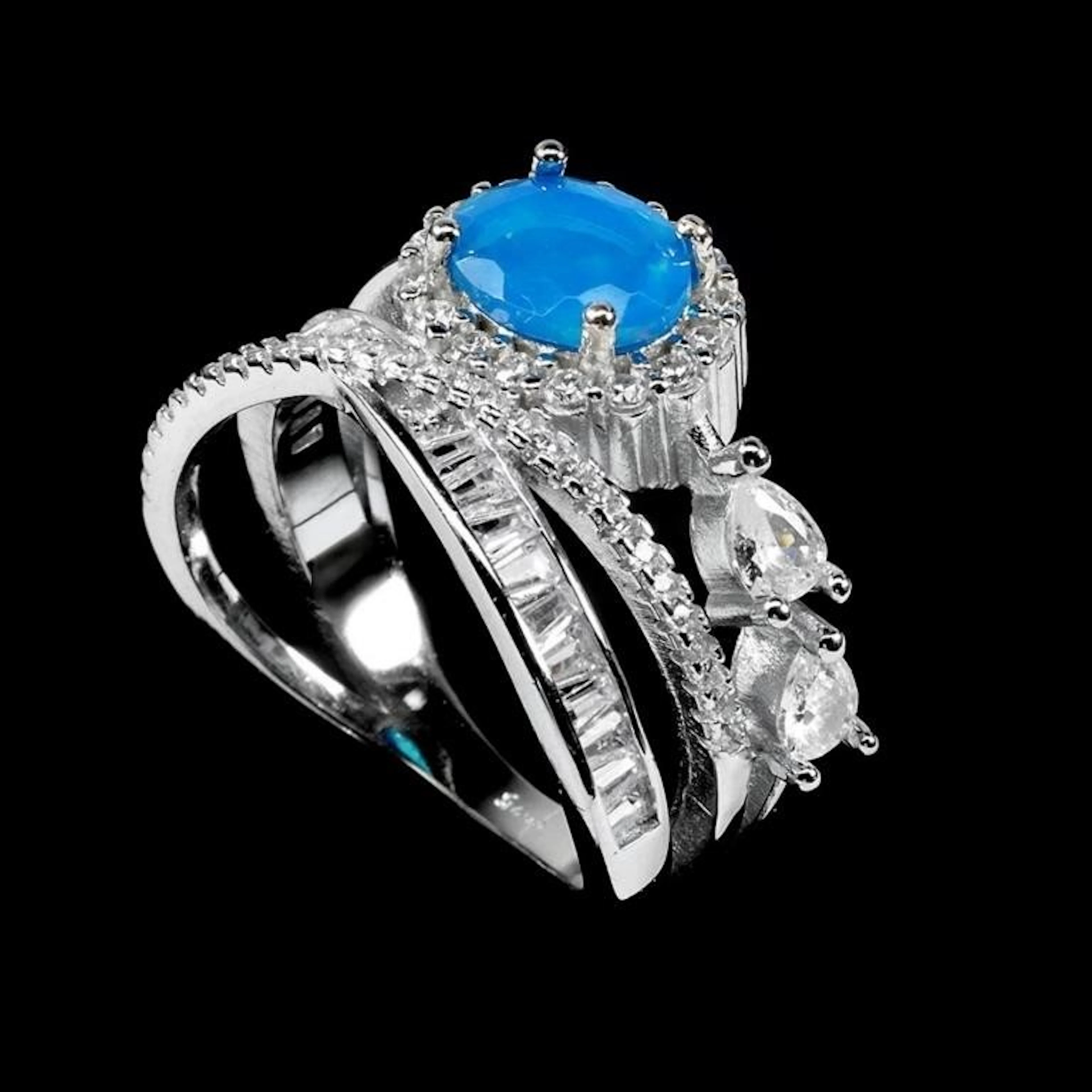 Natural Ethopian Blue Opal Ring