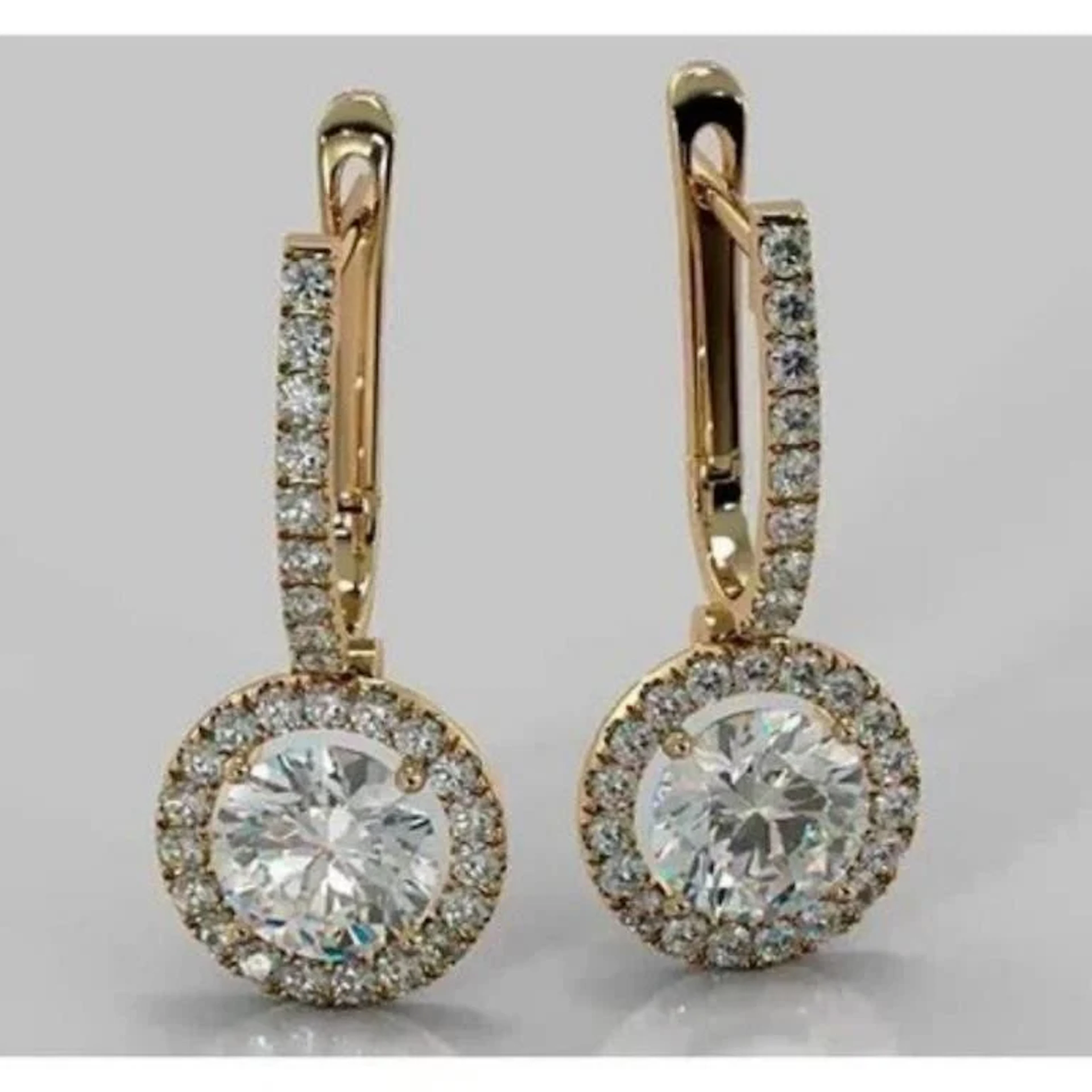 Gold & White Diamond 5.00 Cts Drop Earrings