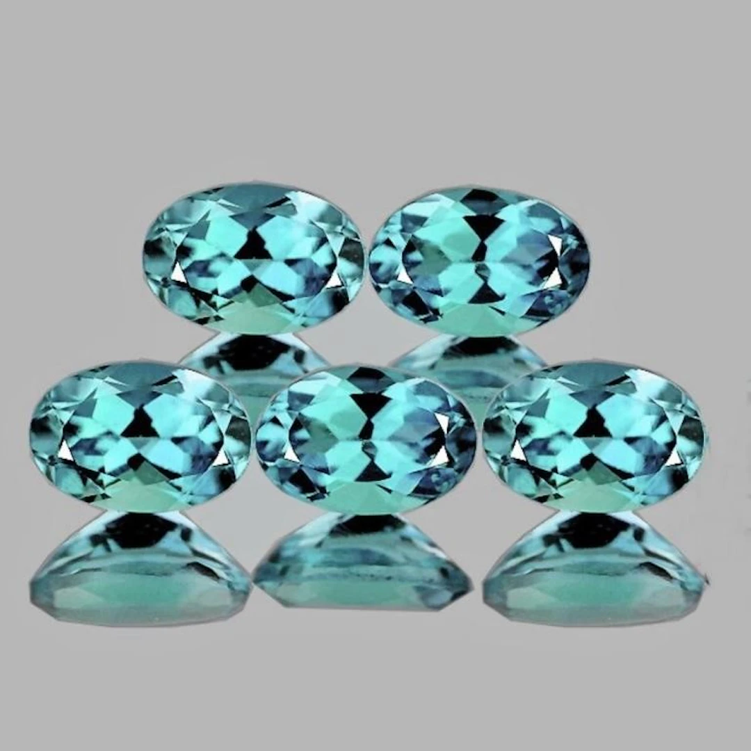 Natural Paraiba Green Blue Apatite 5 Pcs(Flawless-