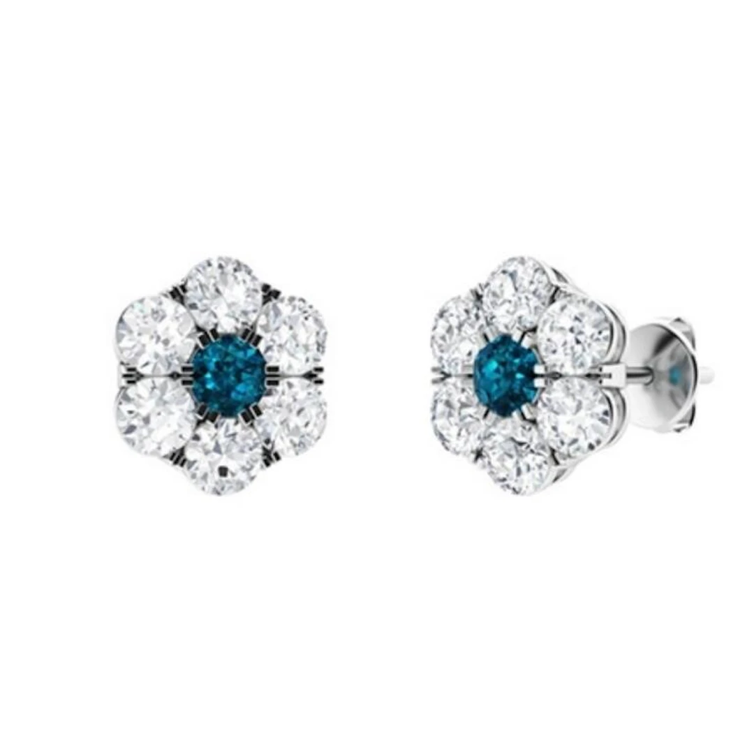 Gold Natural London Topaz Diamonds EarStuds