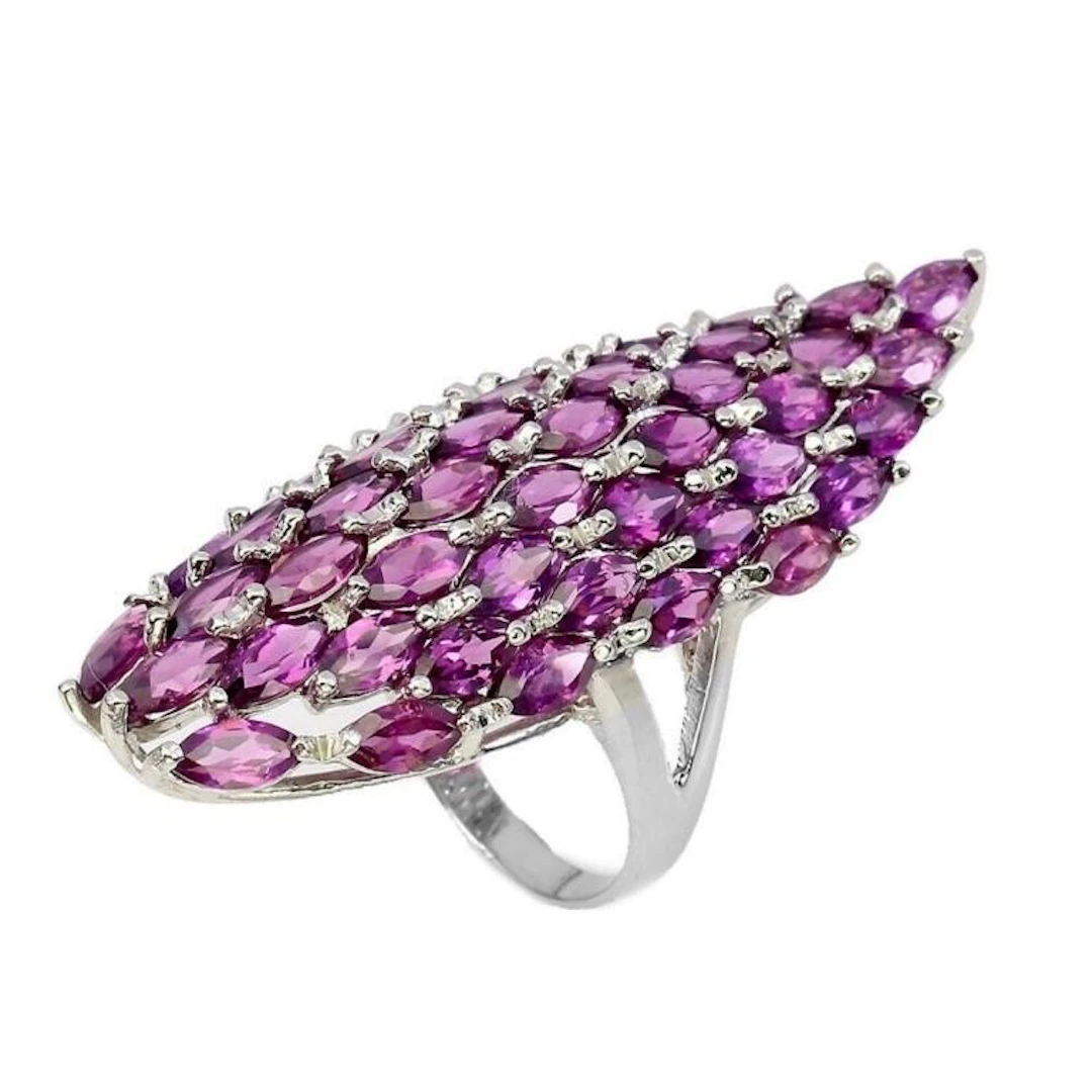Natural Unheated Rhodolite Garnet Ring