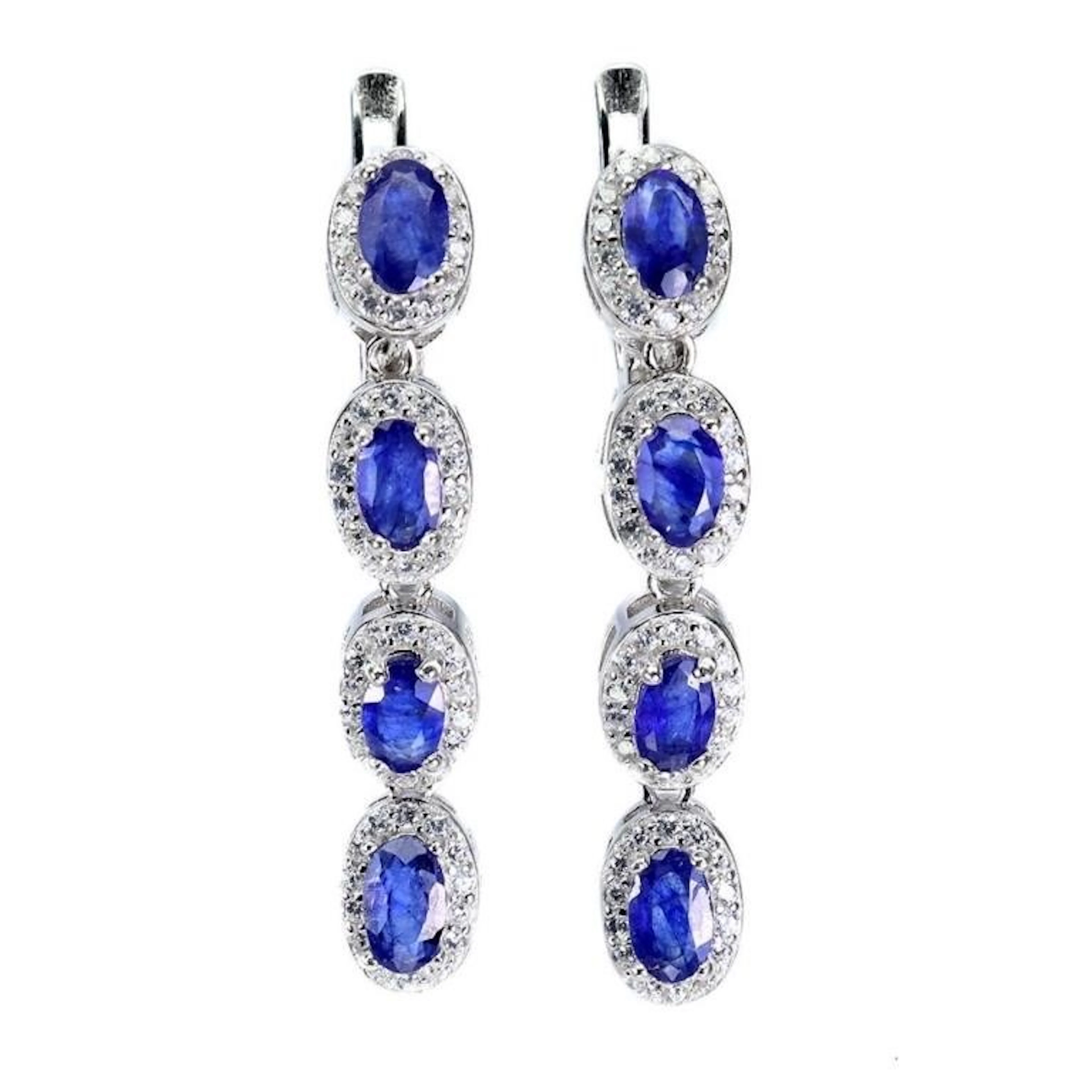 Natural Oval Blue Sapphire Earrings