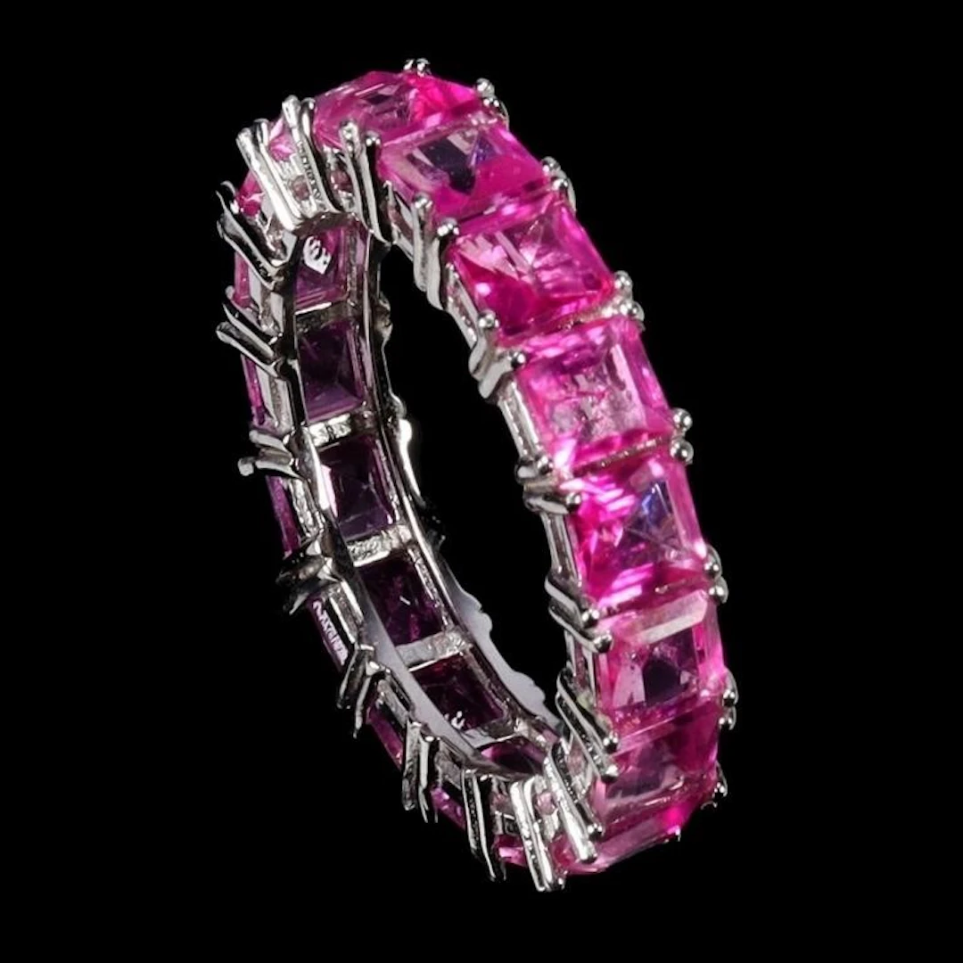 Natural Pink Topaz Eternity Ring
