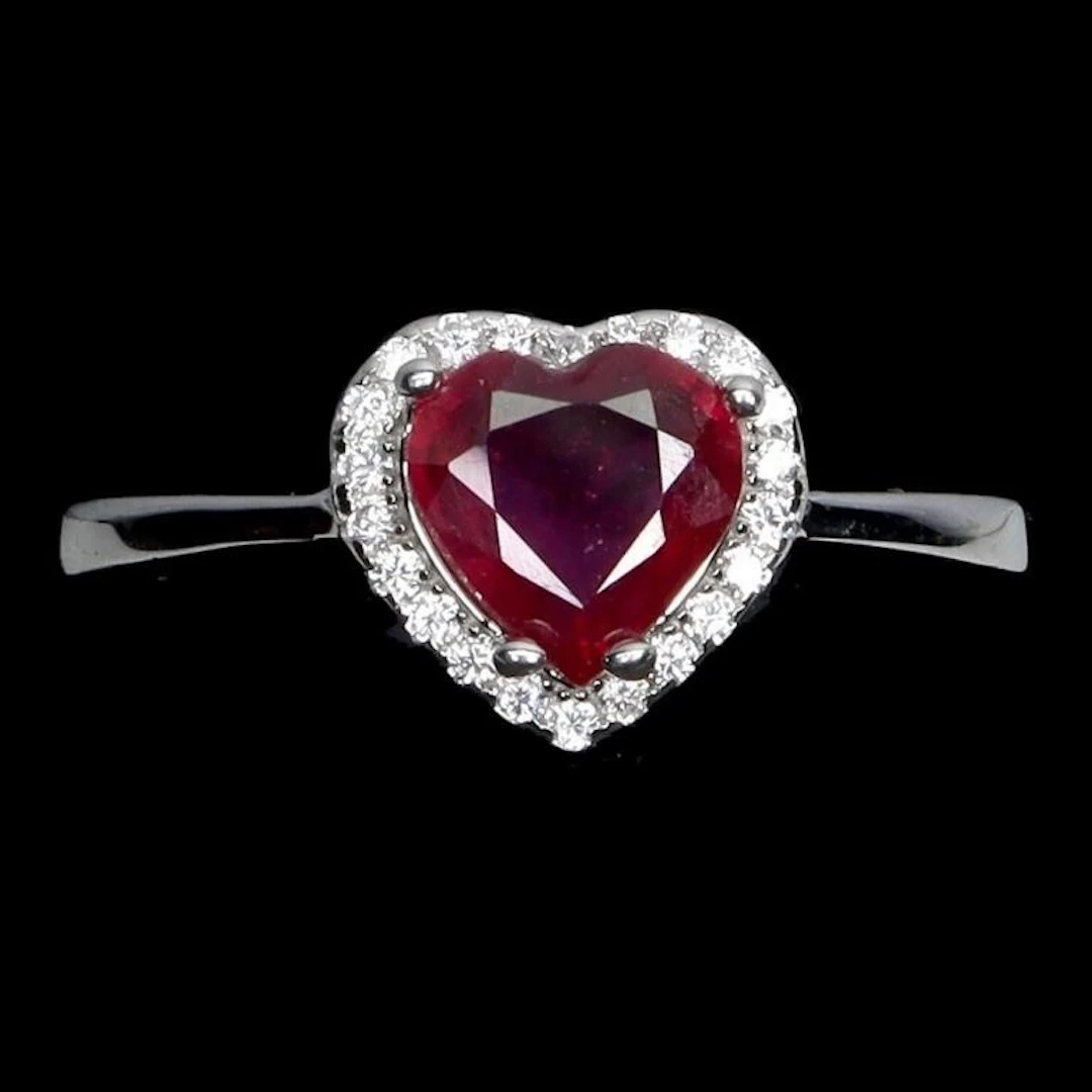 Natural Pigeon Blood Red Ruby Heart Ring
