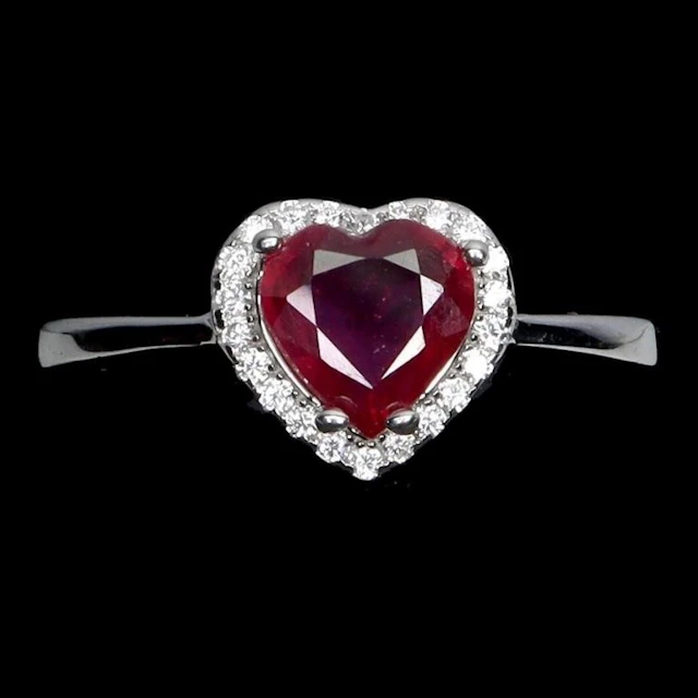 Natural Pigeon Blood Red Ruby Heart Ring