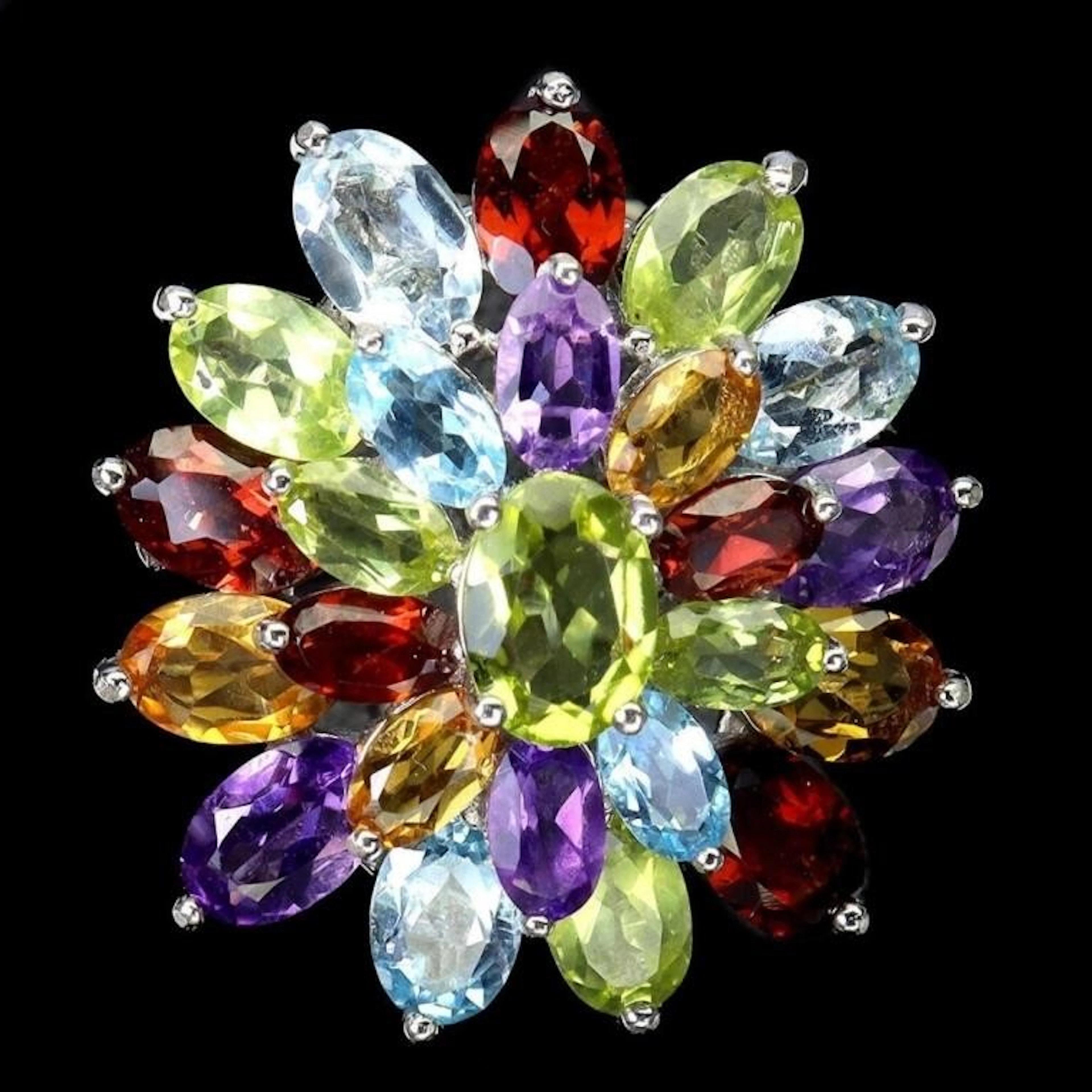 Natural Peridot Amethyst Citrine Ring