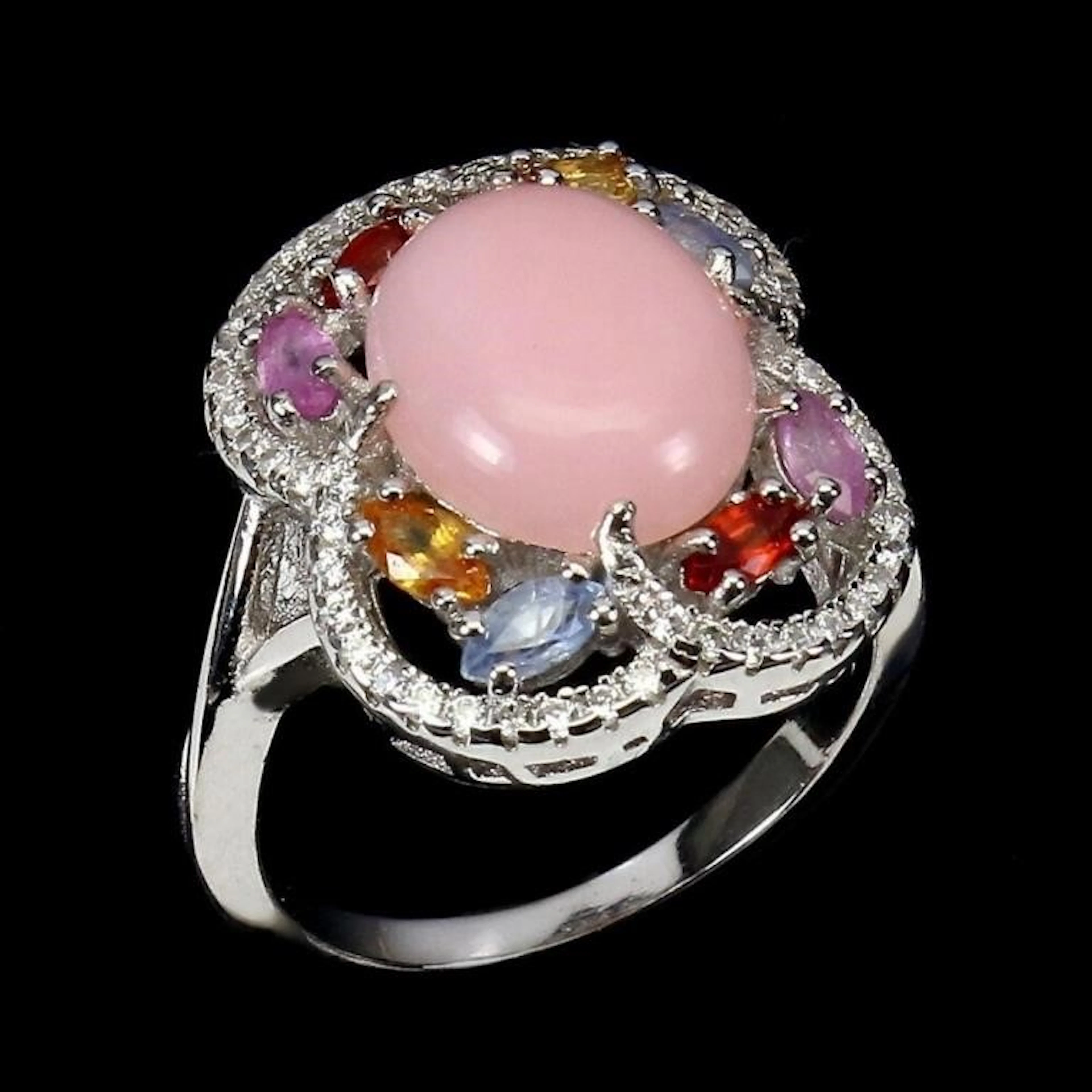 Natural Ethiopian Pink Opal Sapphire White Topaz R