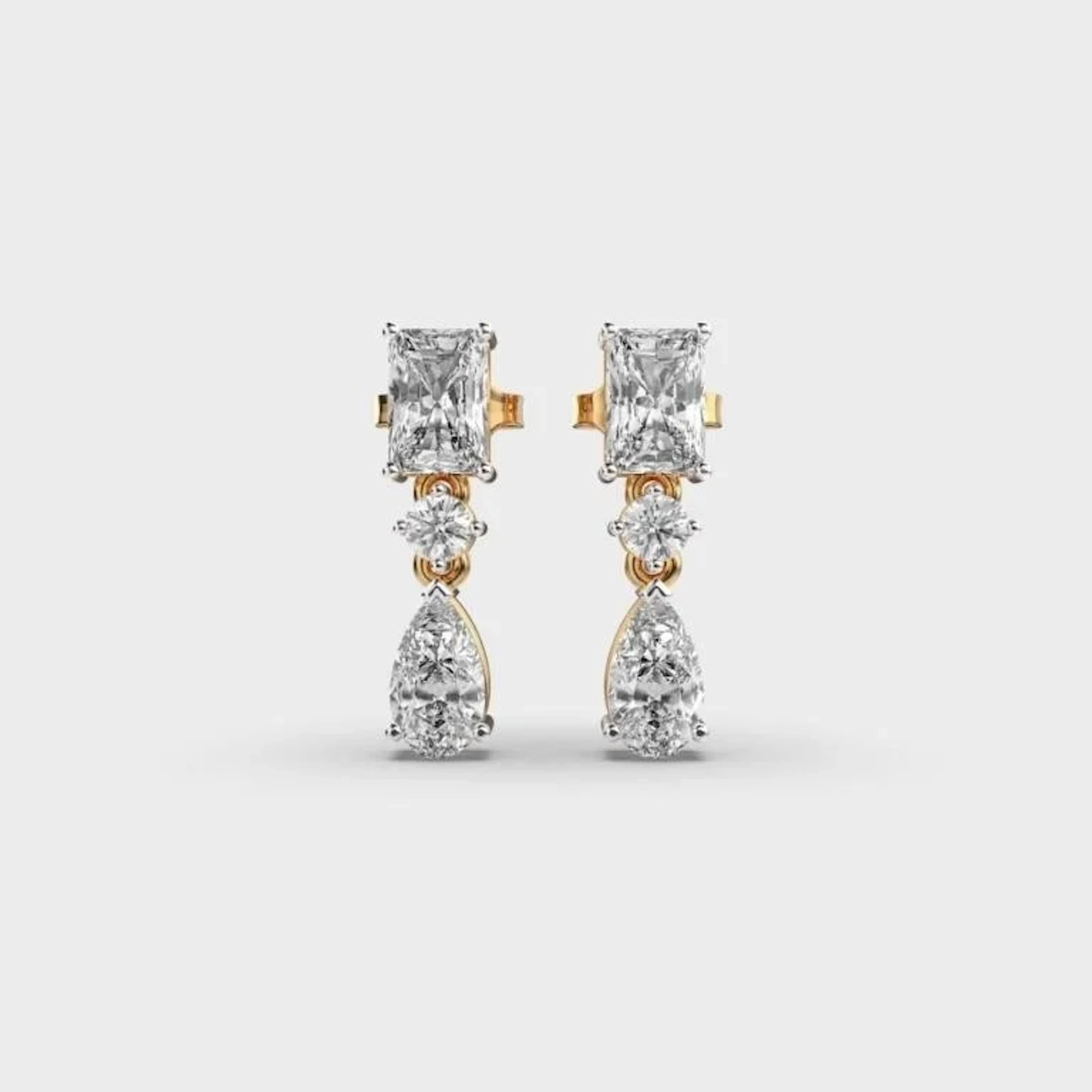 Gold & White Diamonds 10 Cts Drop Earrings