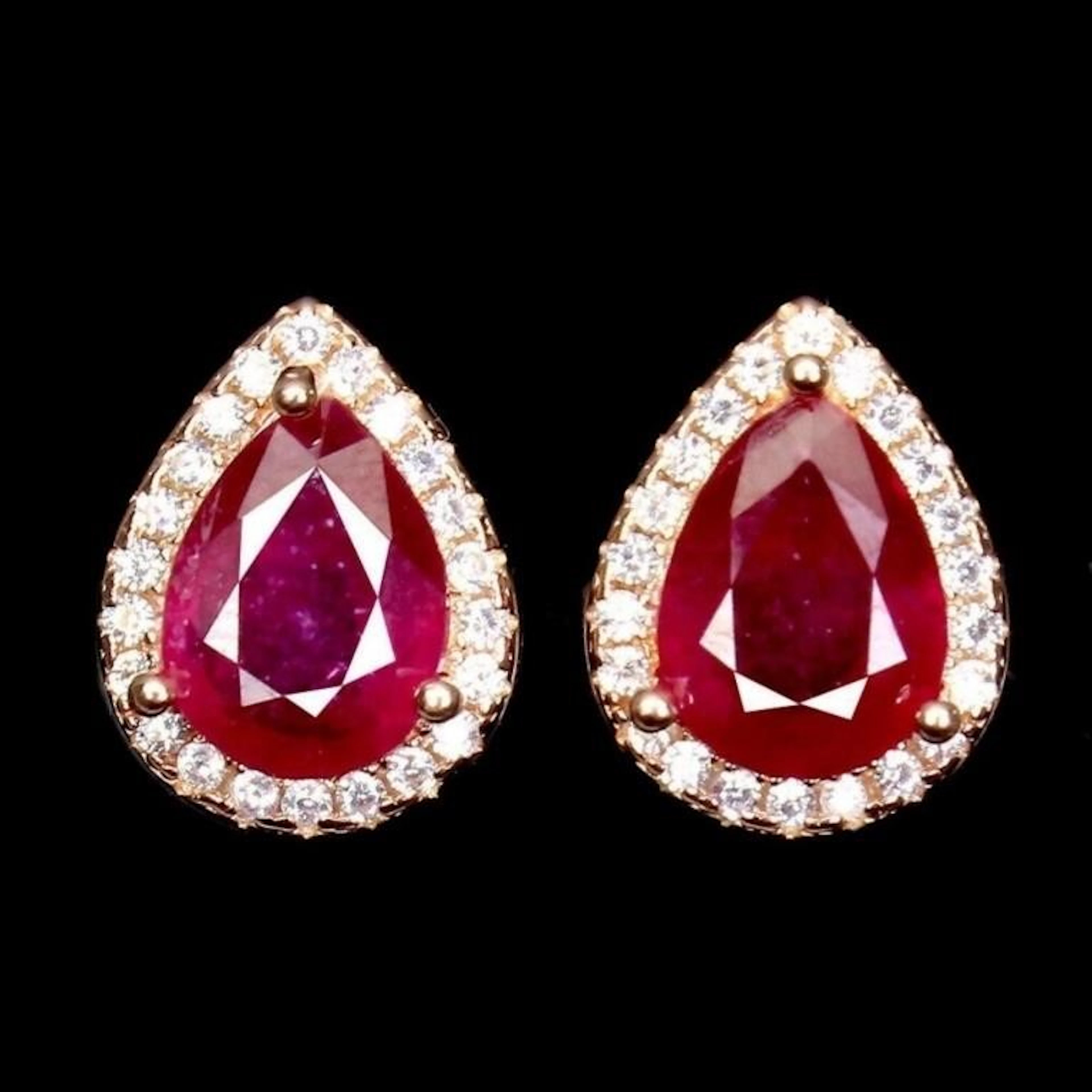 Natural Stunning Red Ruby Earrings