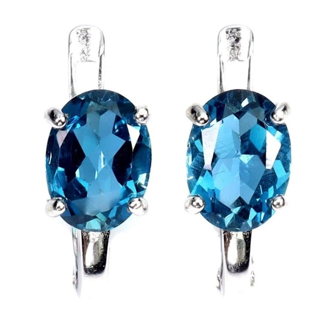 Natural Brazil London Blue Topaz Earrings
