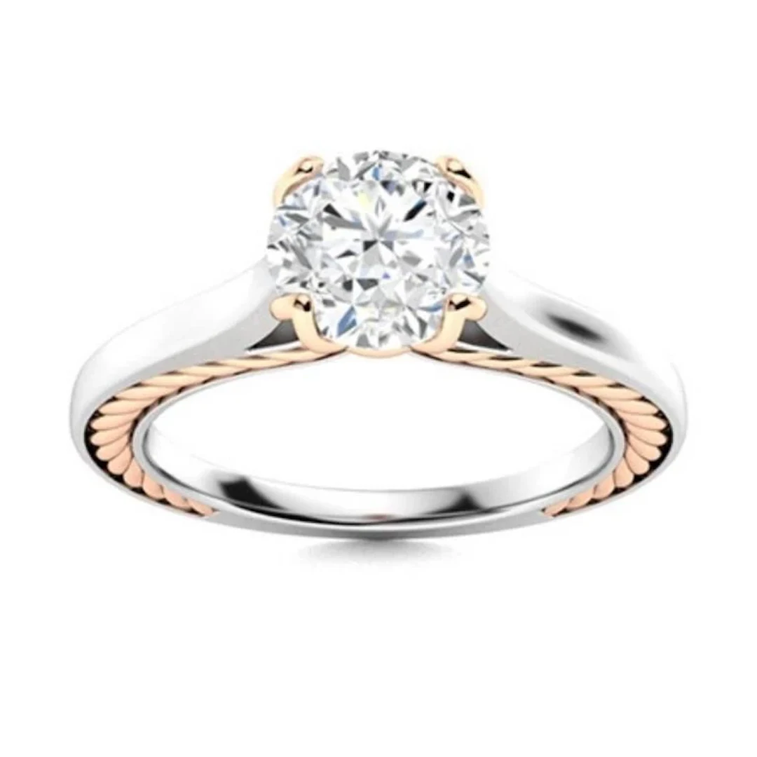 Gold & Brilliant White Diamond 2.50 Cts Ring - E/V